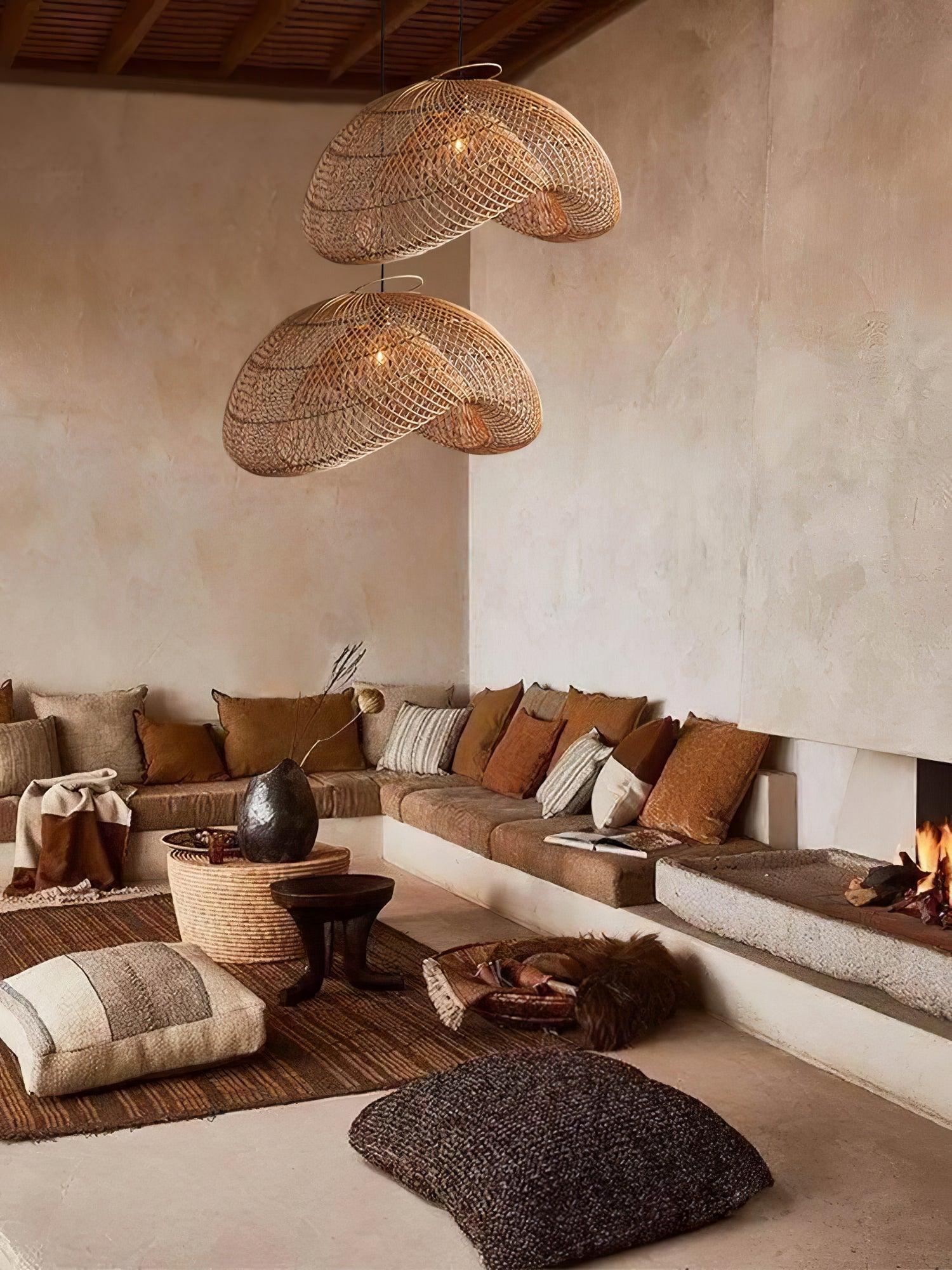 Rattan Wave Pendant Light