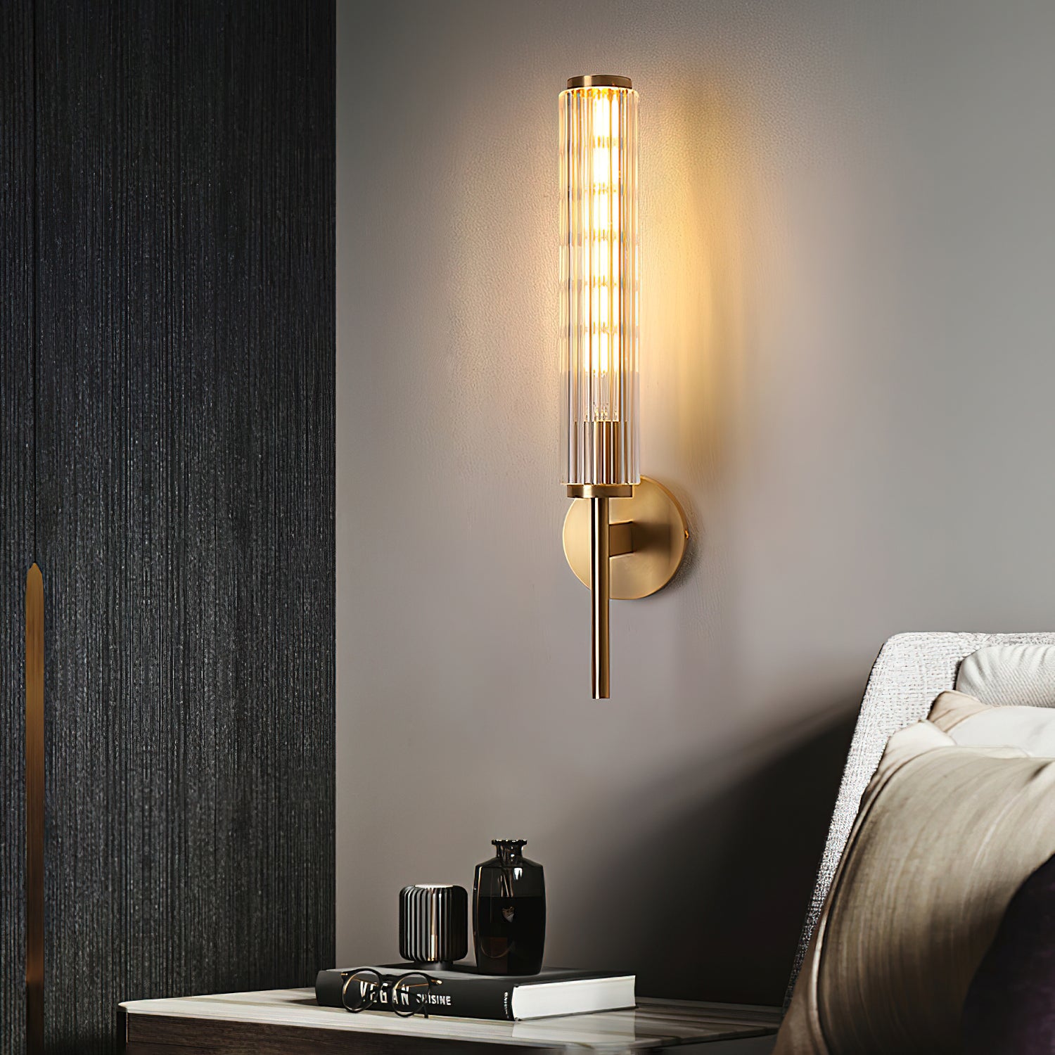 Glass Linear Brass Wall Light