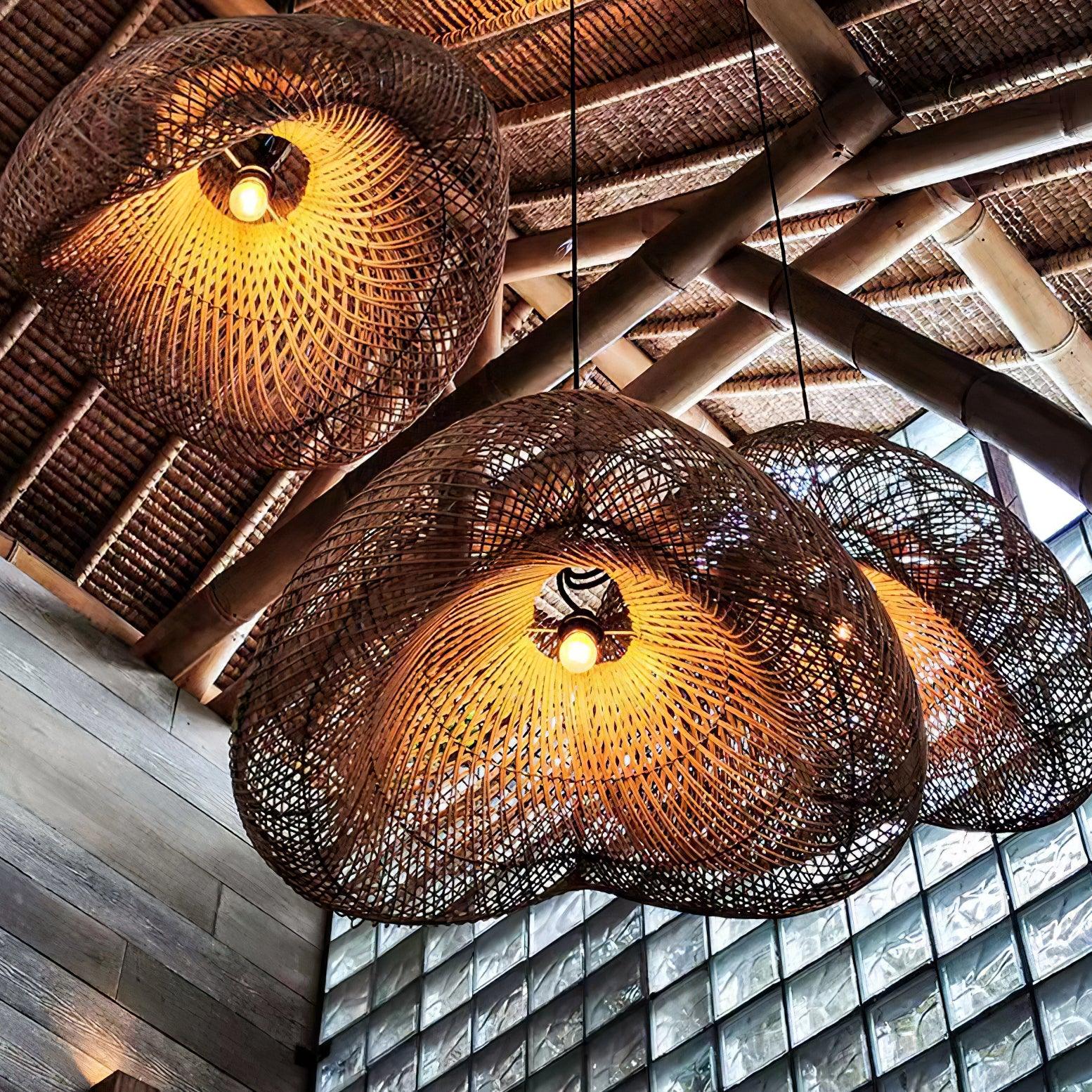 Rattan Wave Pendant Light