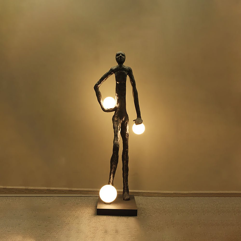 Kicking Ball Sculpture Character Floor Lamp