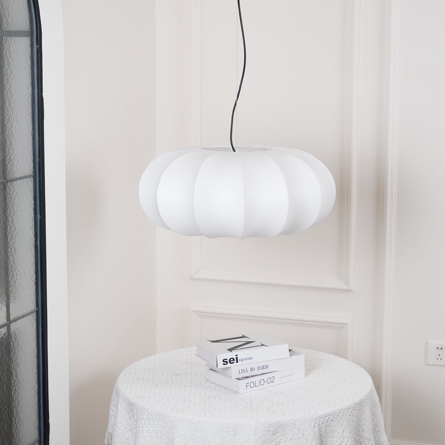 Oblate Silk Pendant Lamp