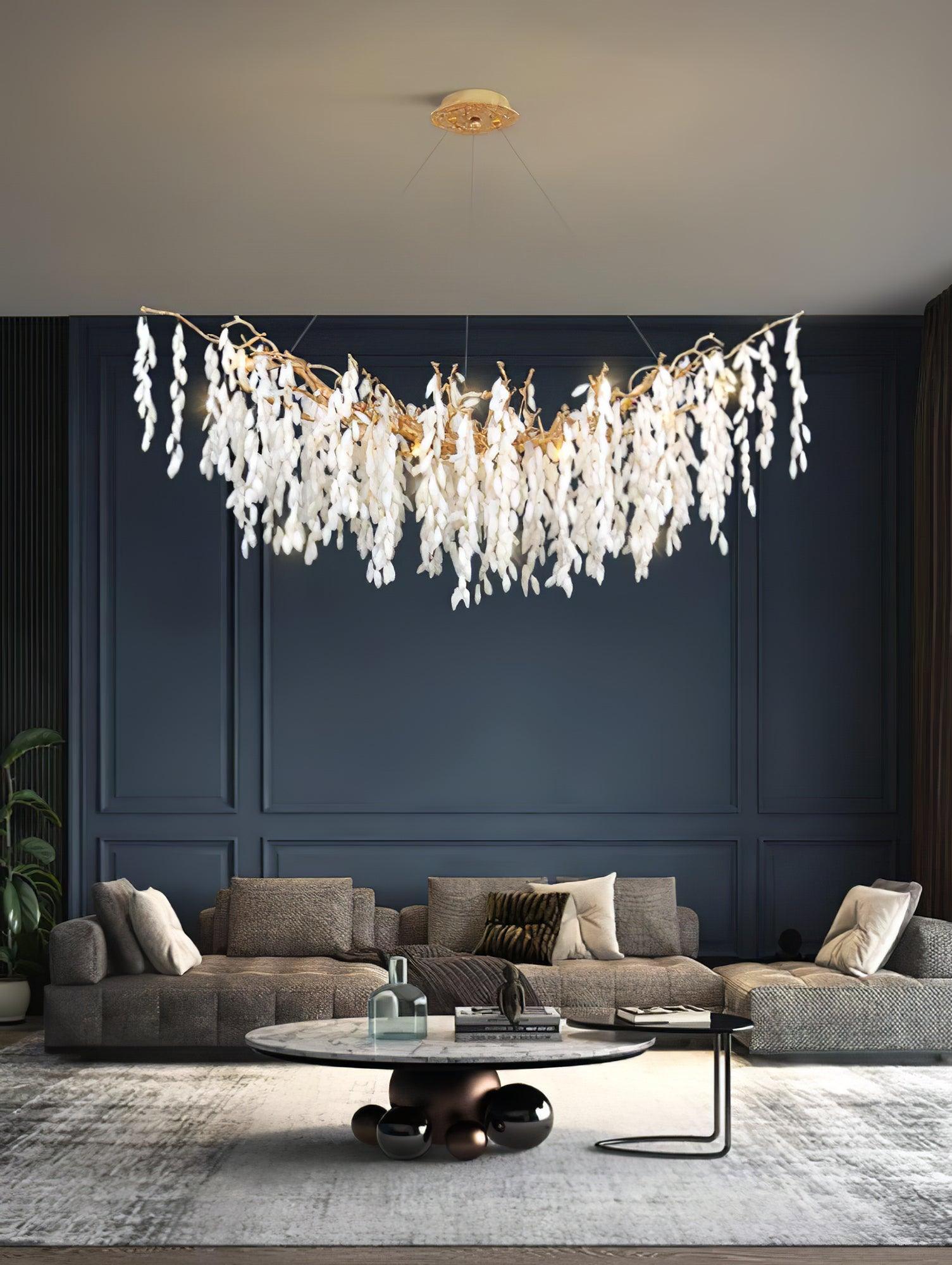 White Jade Branch Brass Chandelier