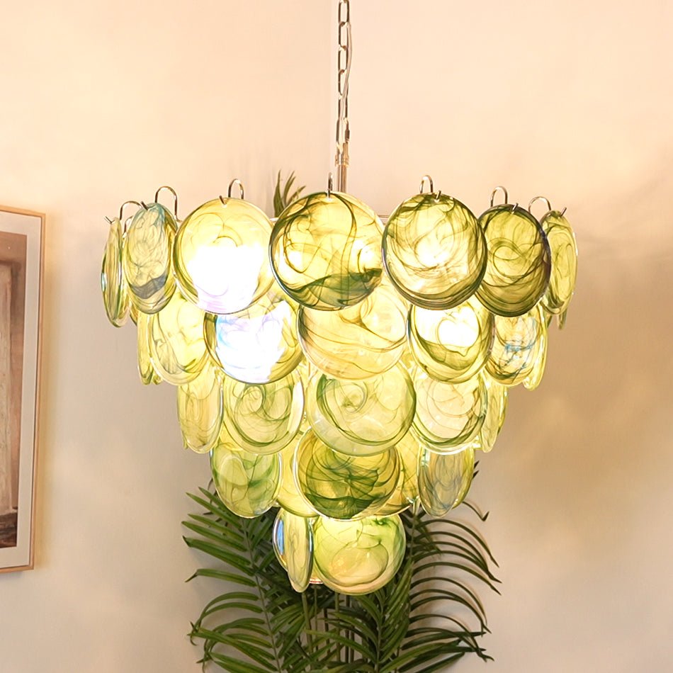 Green Murano Disc Chandelier