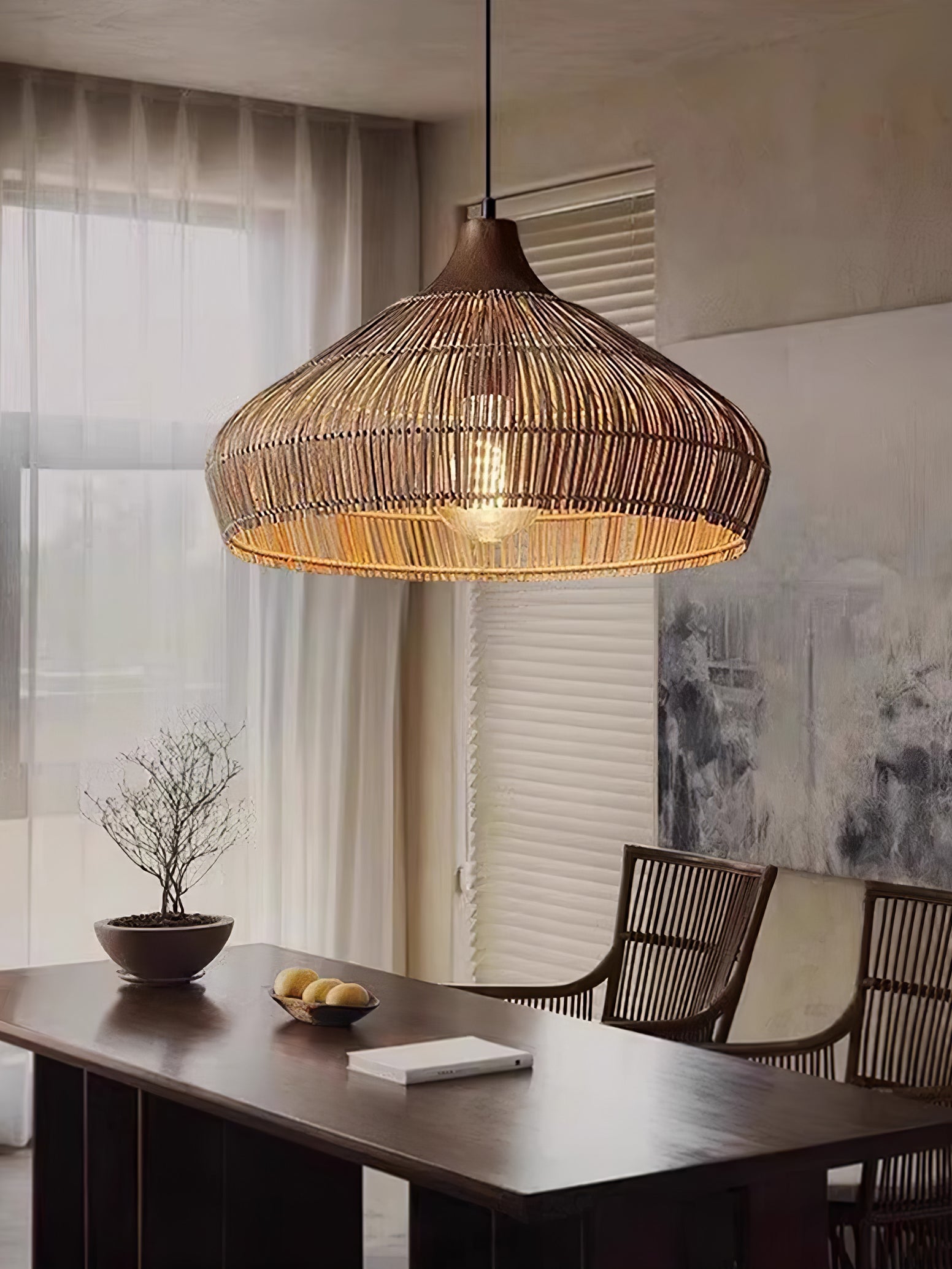 Wicker Rattan Pendant Light