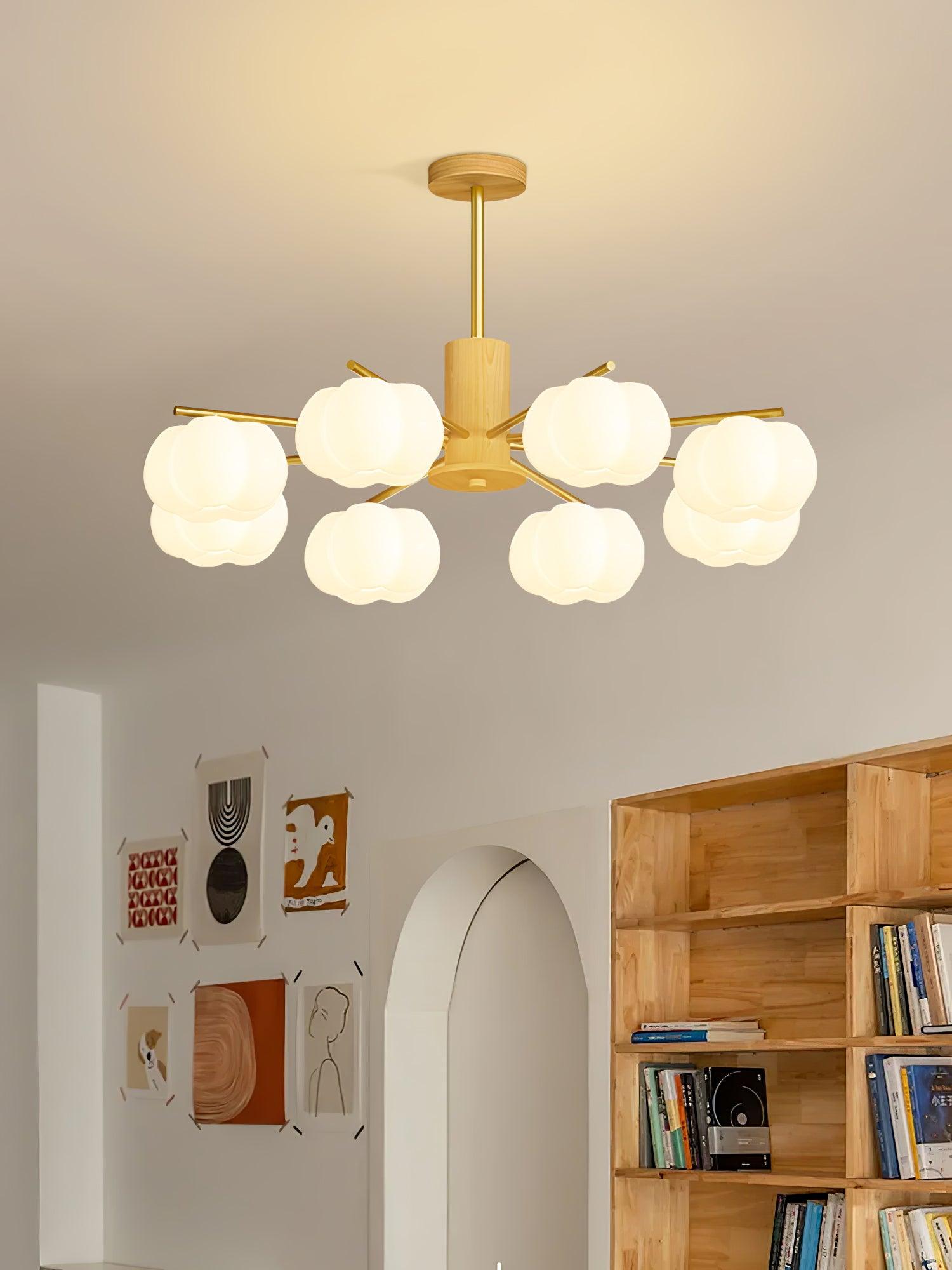 Wooden Cotton Balls Chandelier