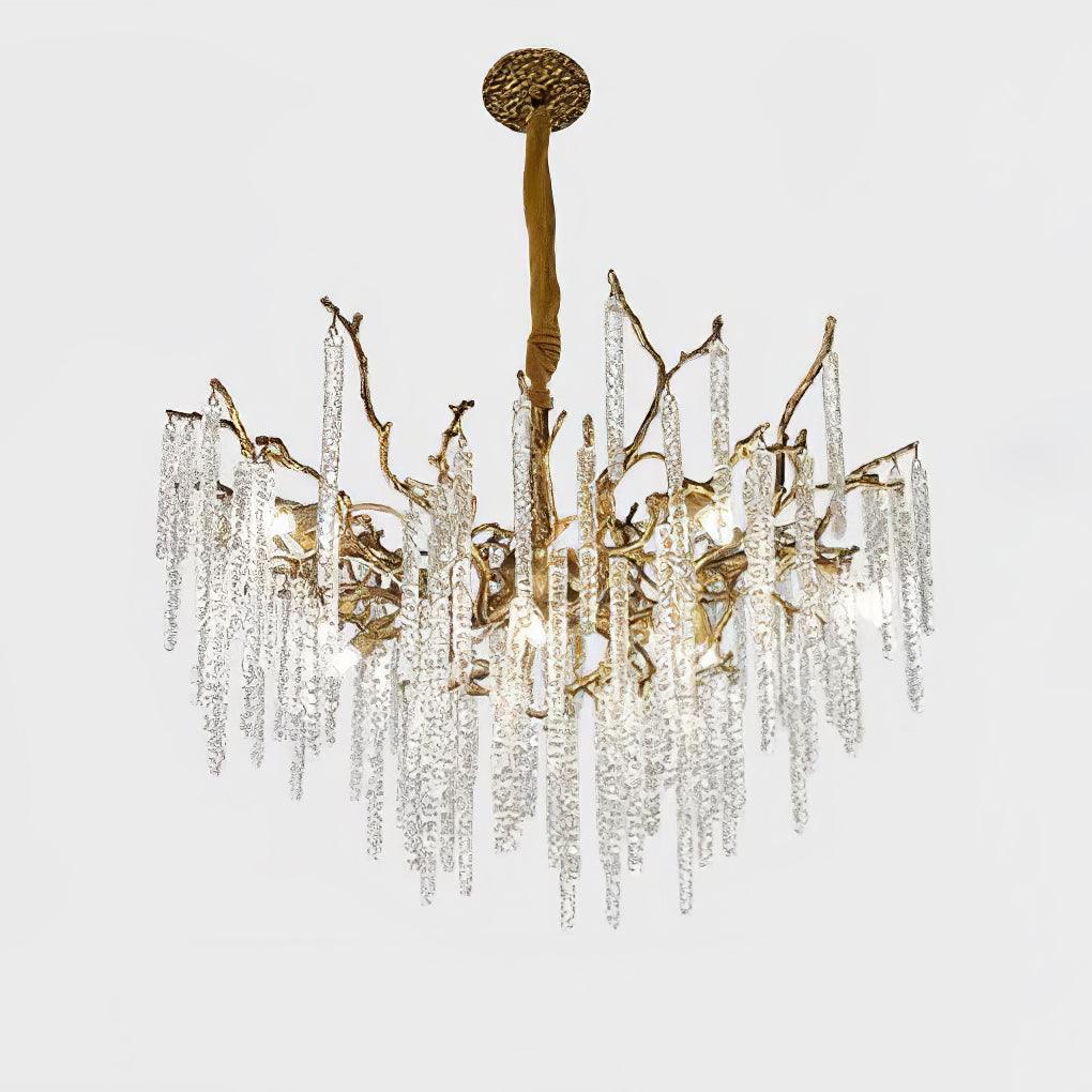 Crystal Icicles Branch Brass Chandelier