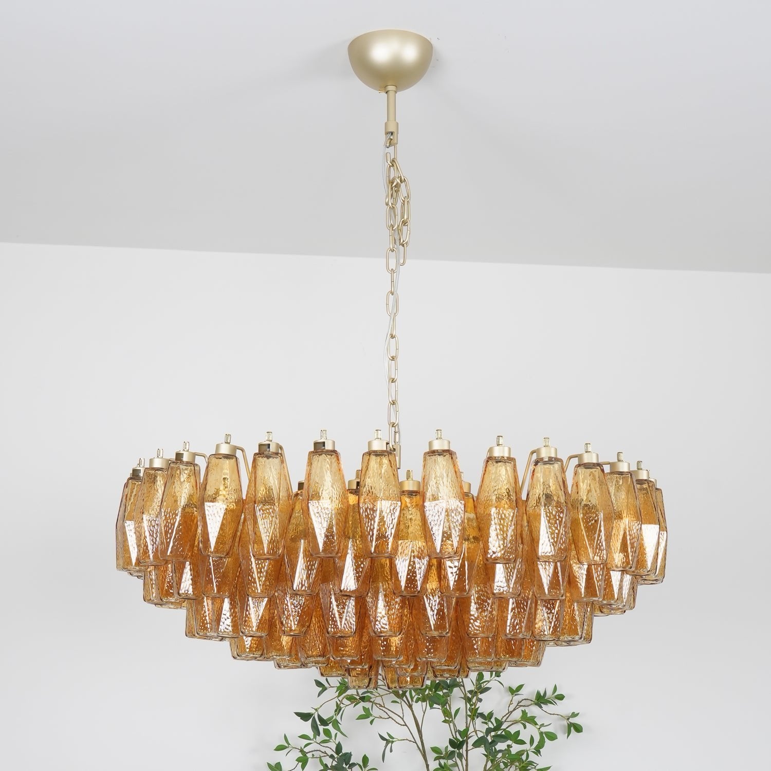 Murano Rhombus Amber Glass Chandelier