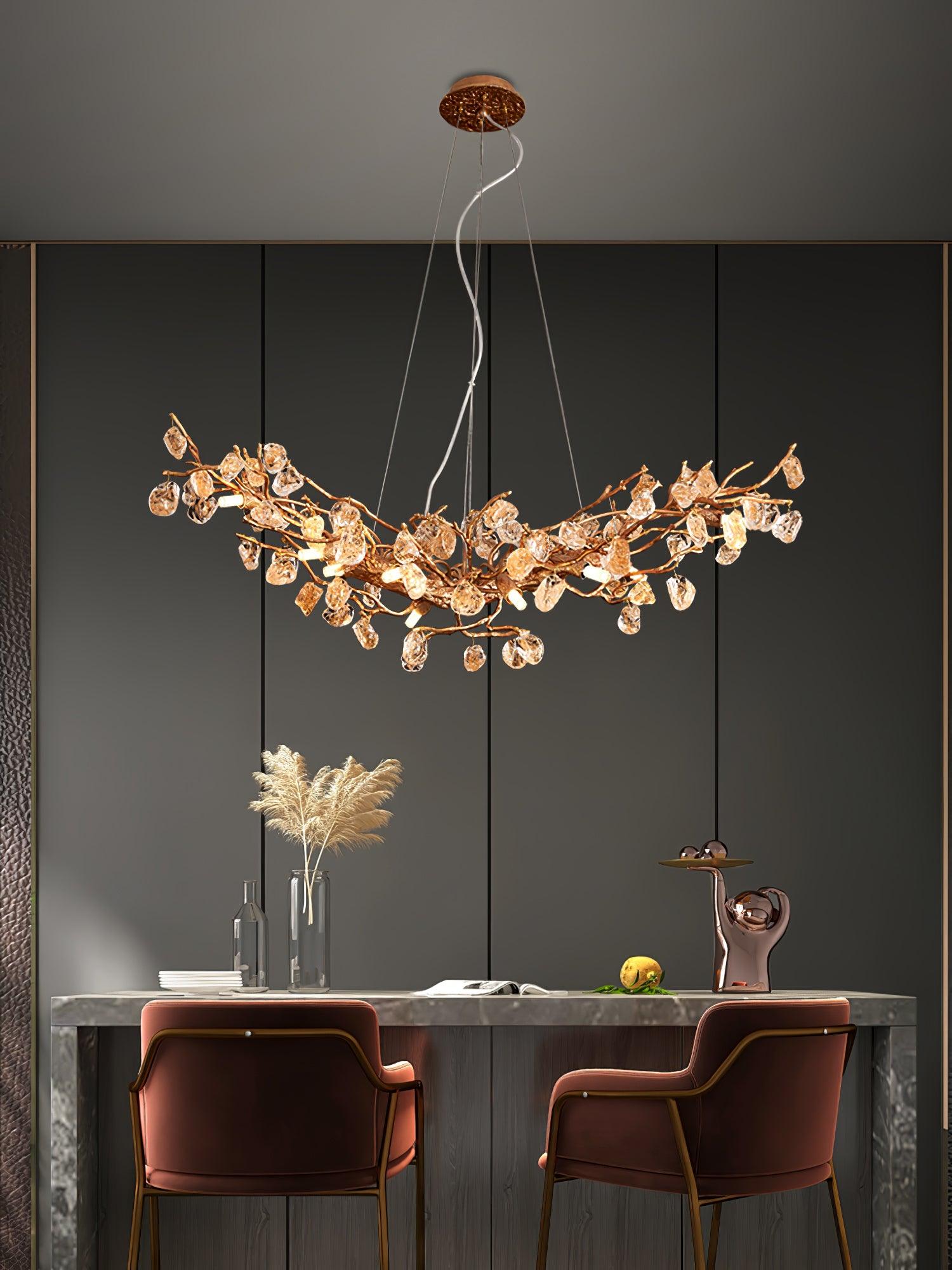 Stone Crystal Brass Chandelier