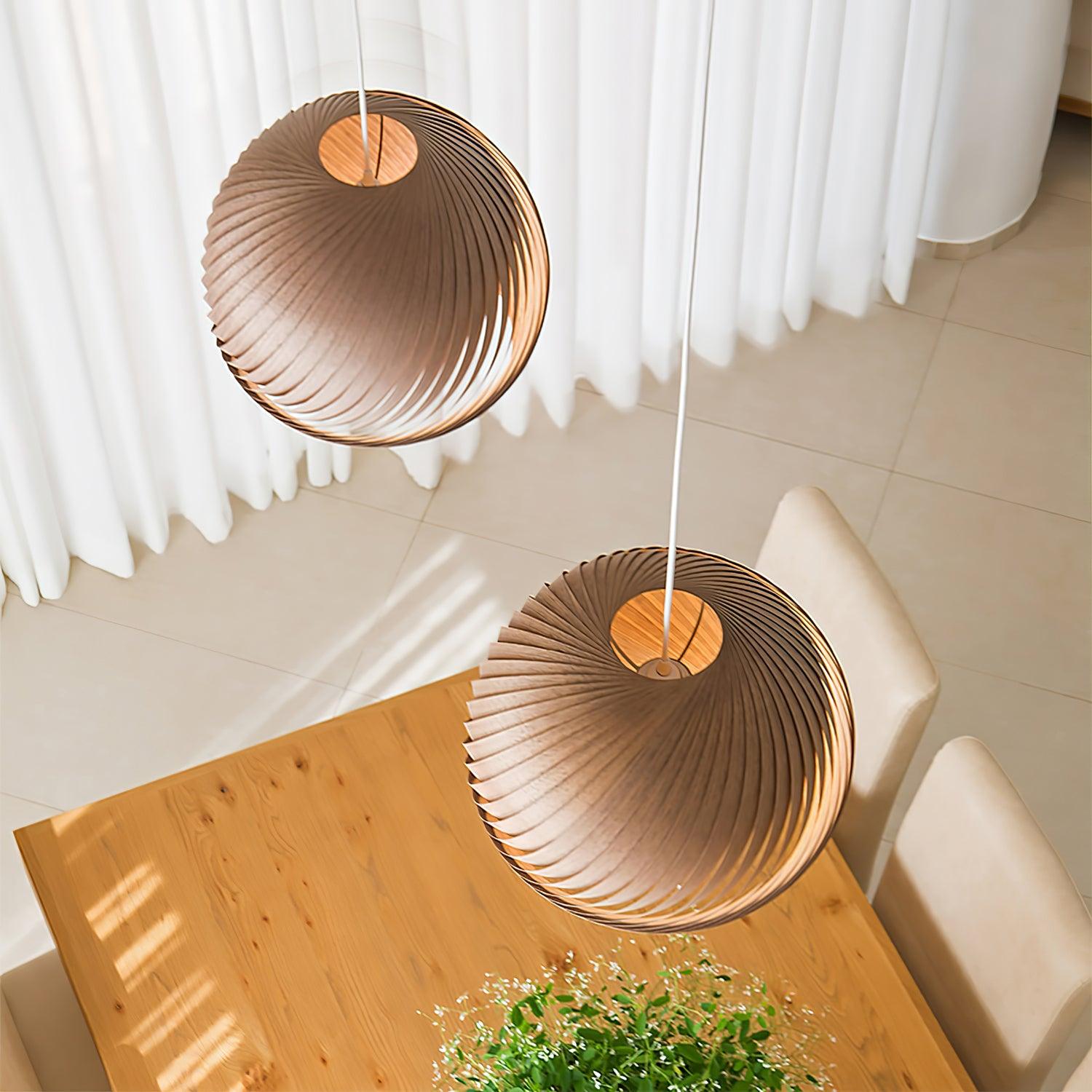 Aurora Whorl Wood Pendant Lamp