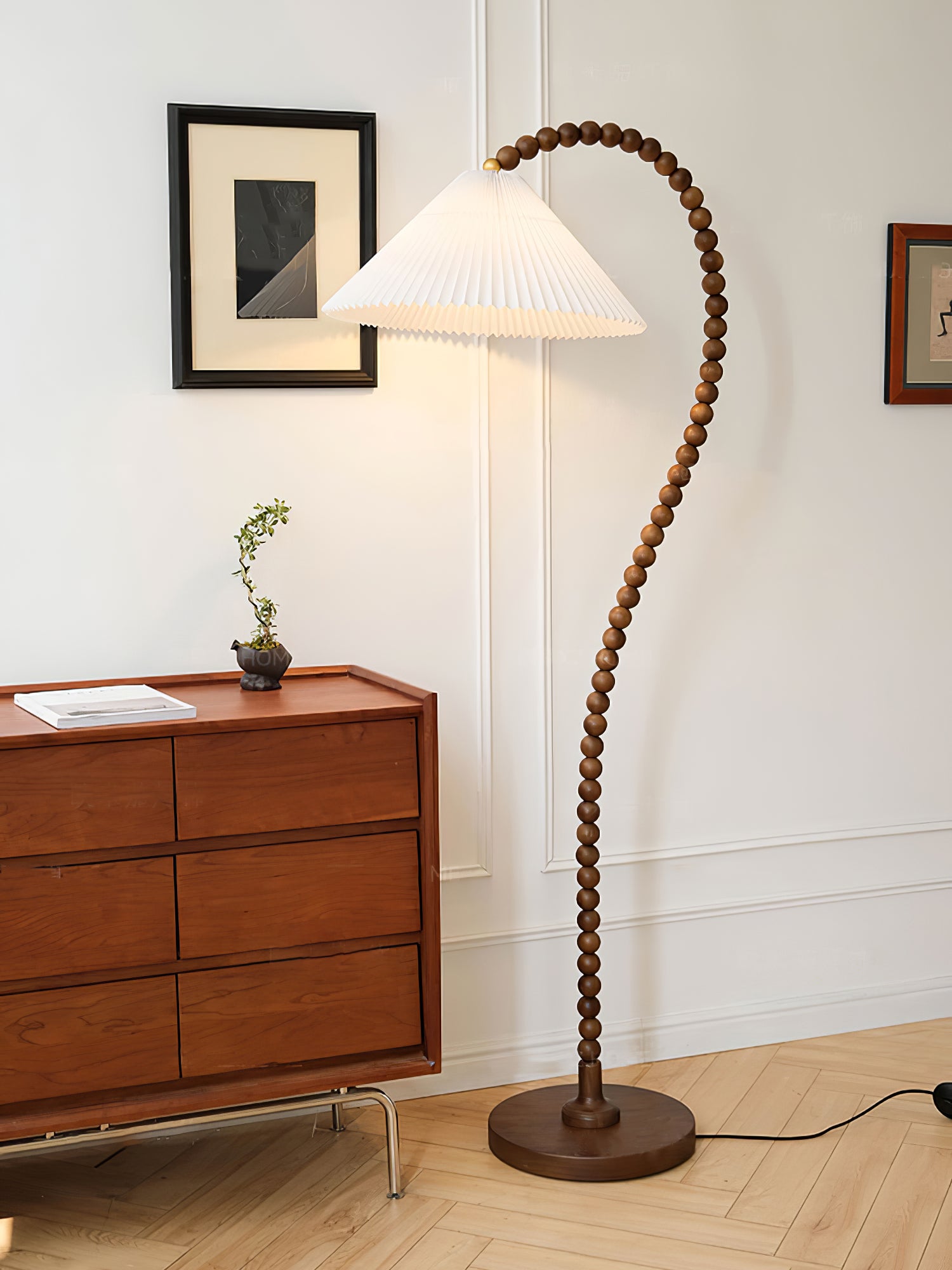 Wooden Bead Floor Lamp