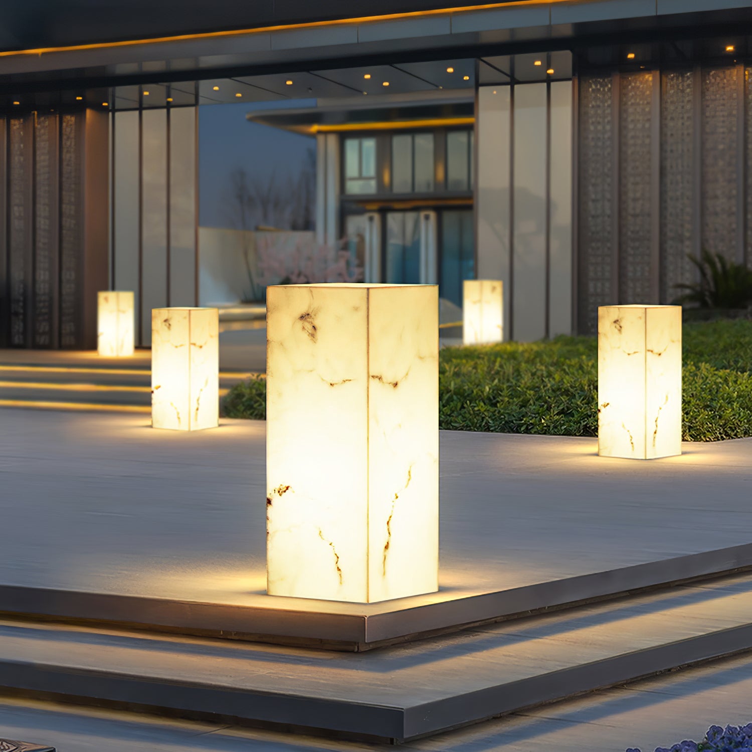 Imitation Marble Cube Outdoor Light