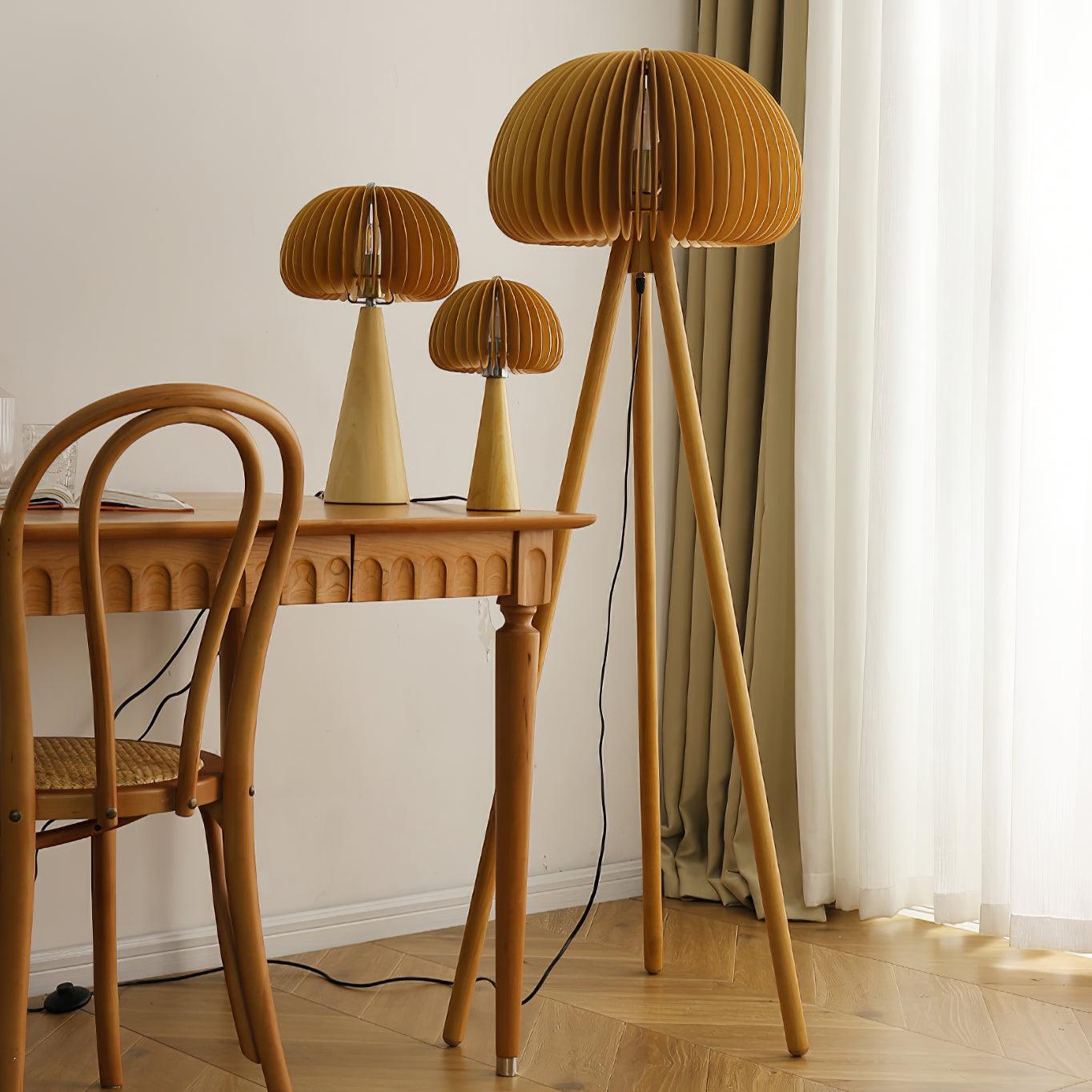 Wooden Pumpkin Floor Lamp