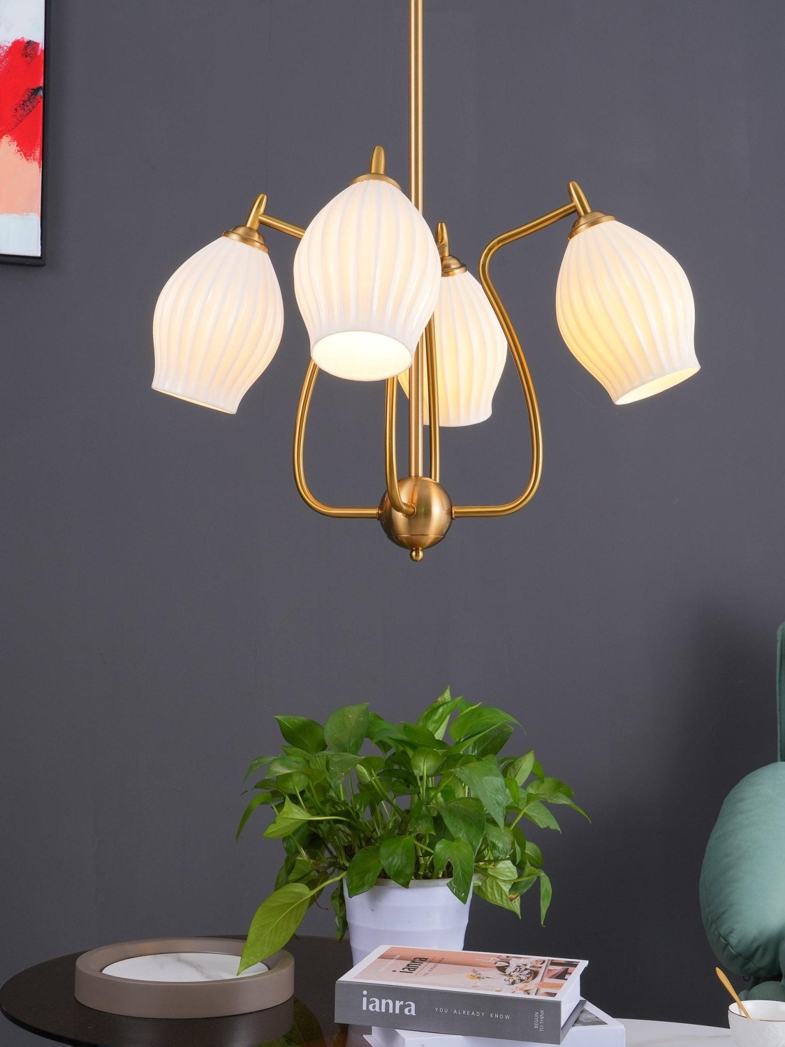 Ceramic Ribbed Chandelier