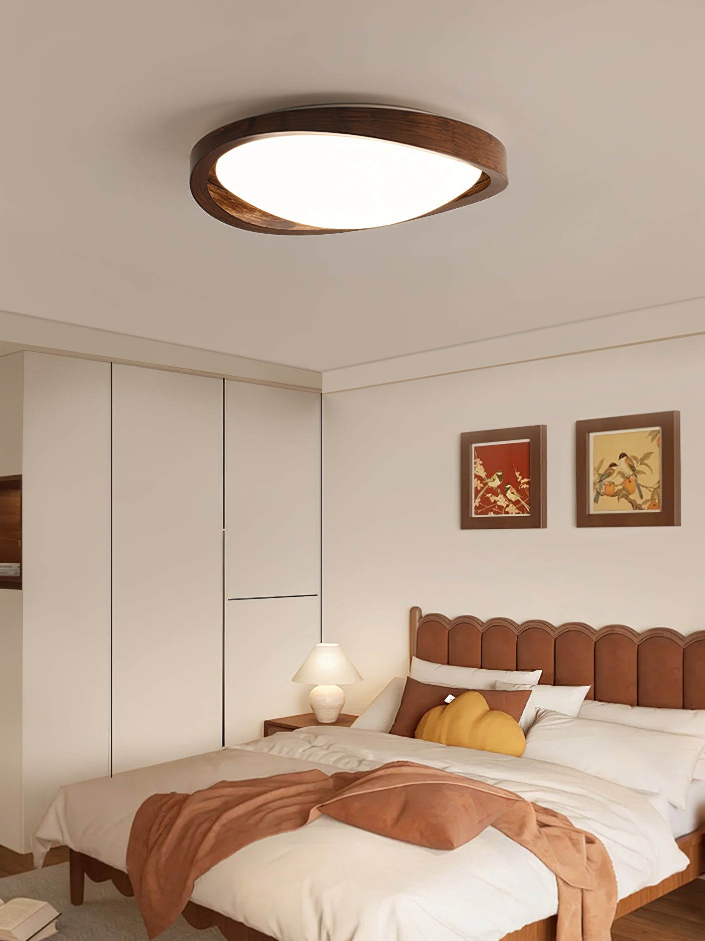 Walnut Curved Edge Ceiling Light