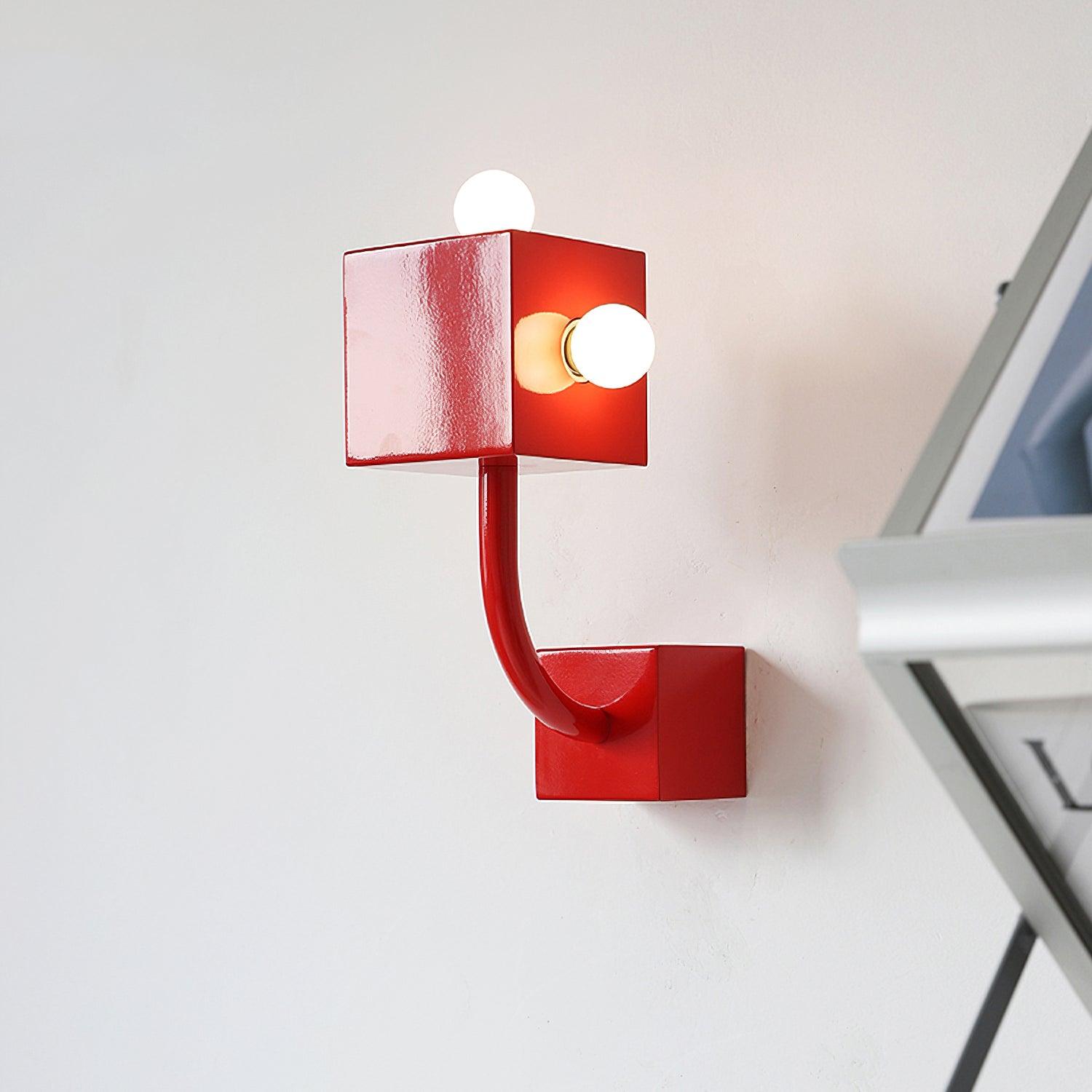 Red Cube Wall Lamp