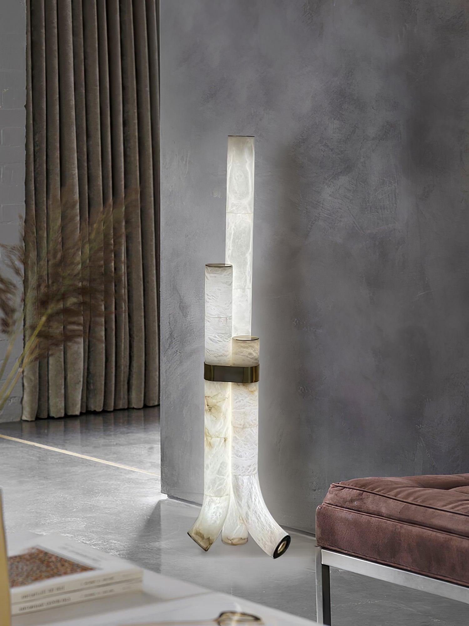 Piped Alabaster Floor Lamp