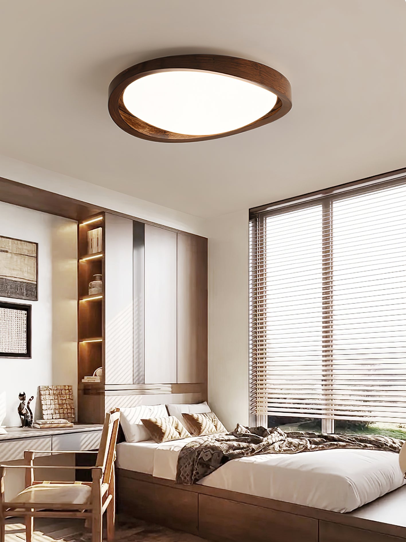 Walnut Curved Edge Ceiling Light