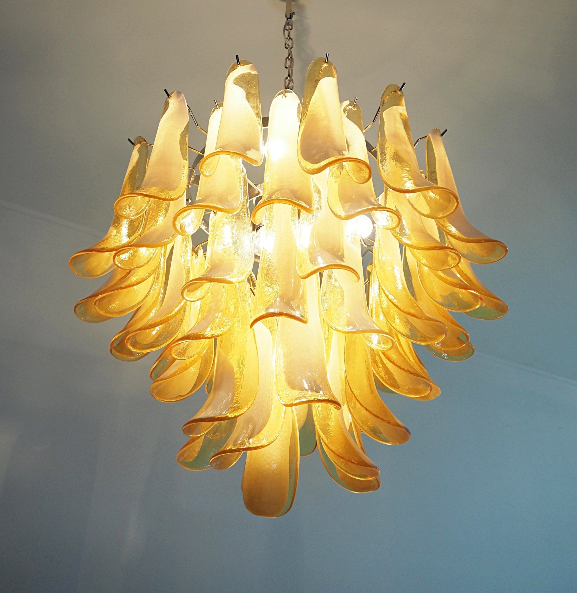 Amber Glass Murano Petals Chandelier