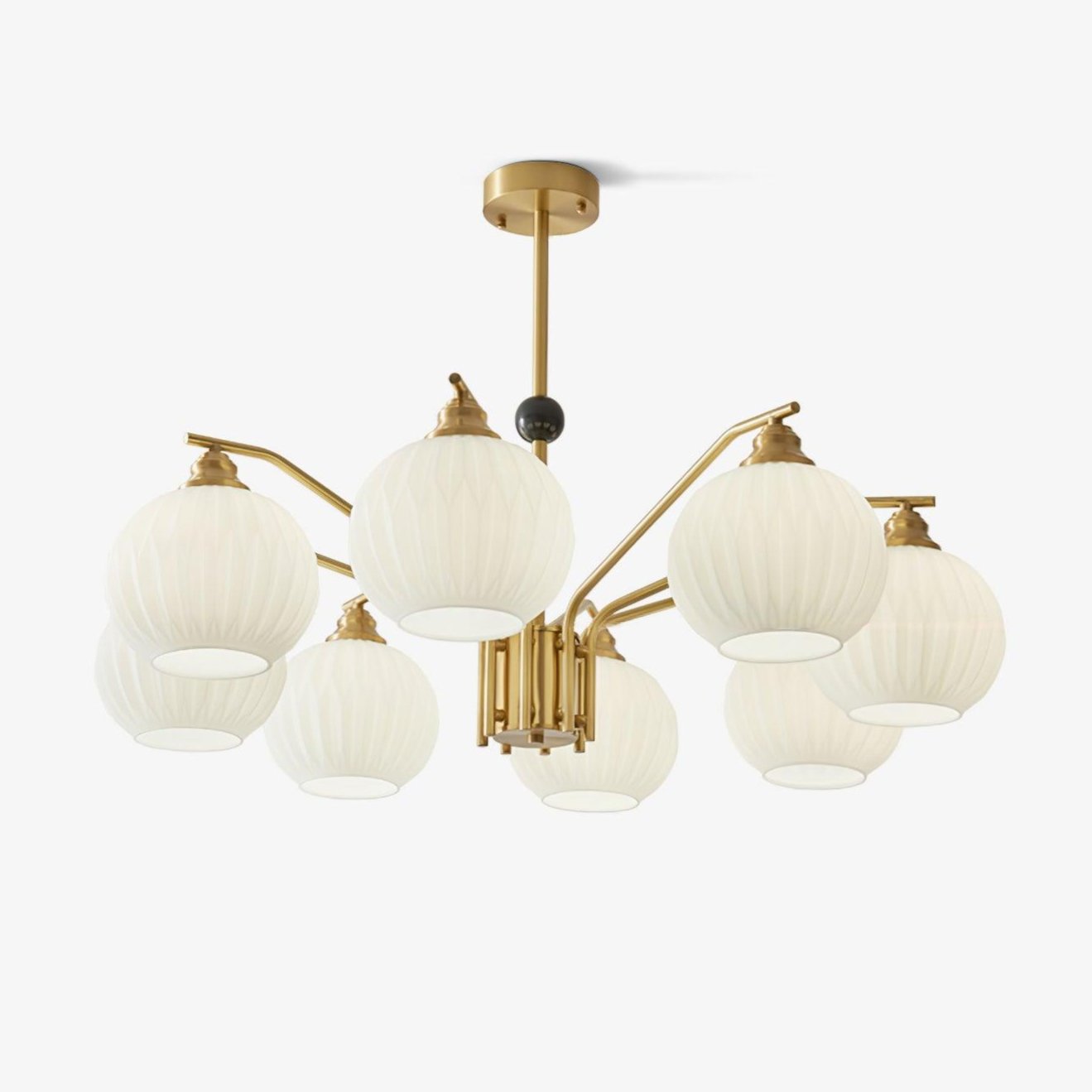 Ribbed Glass Gold Chandelier