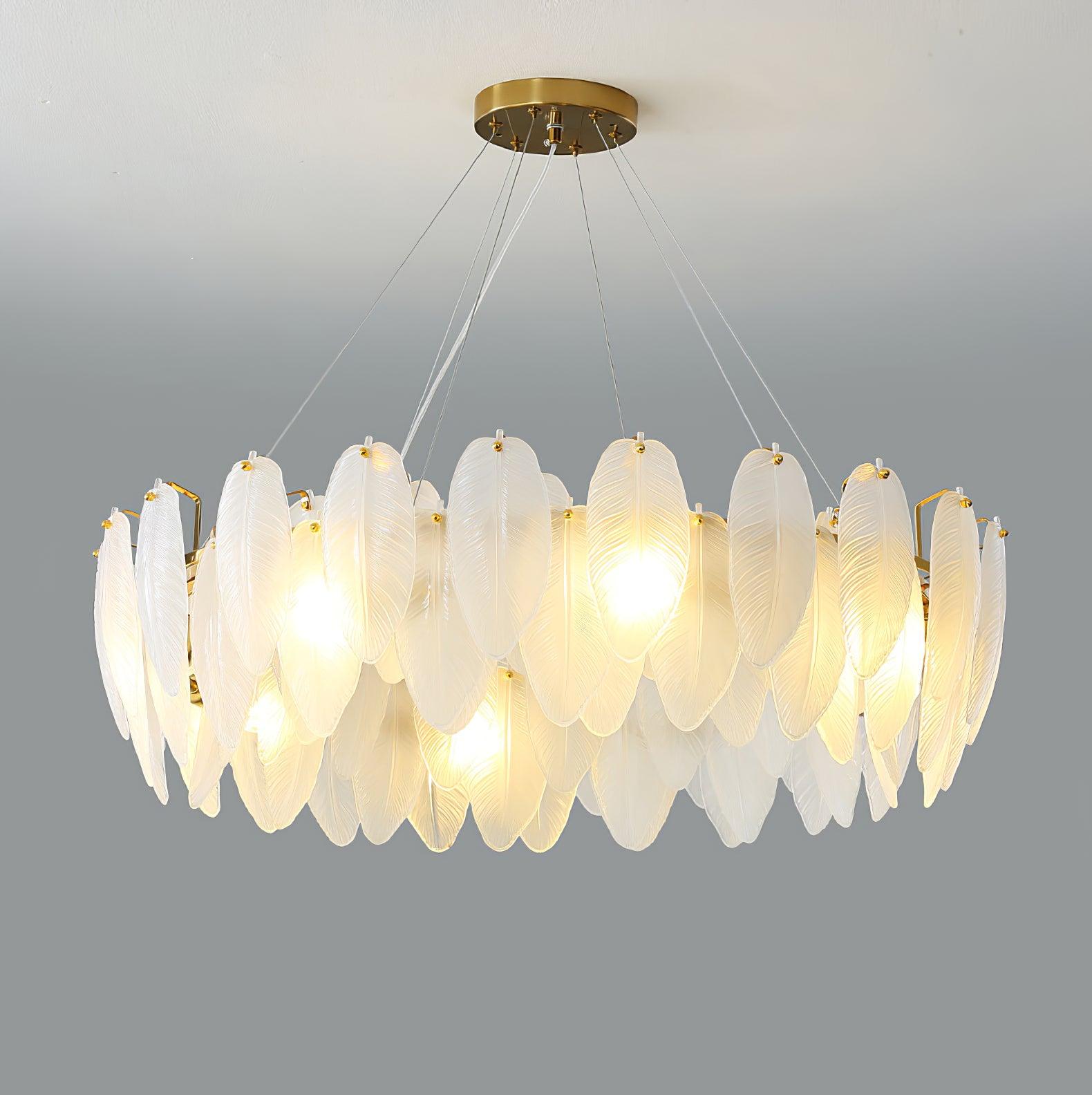 Glass Feather Chandelier