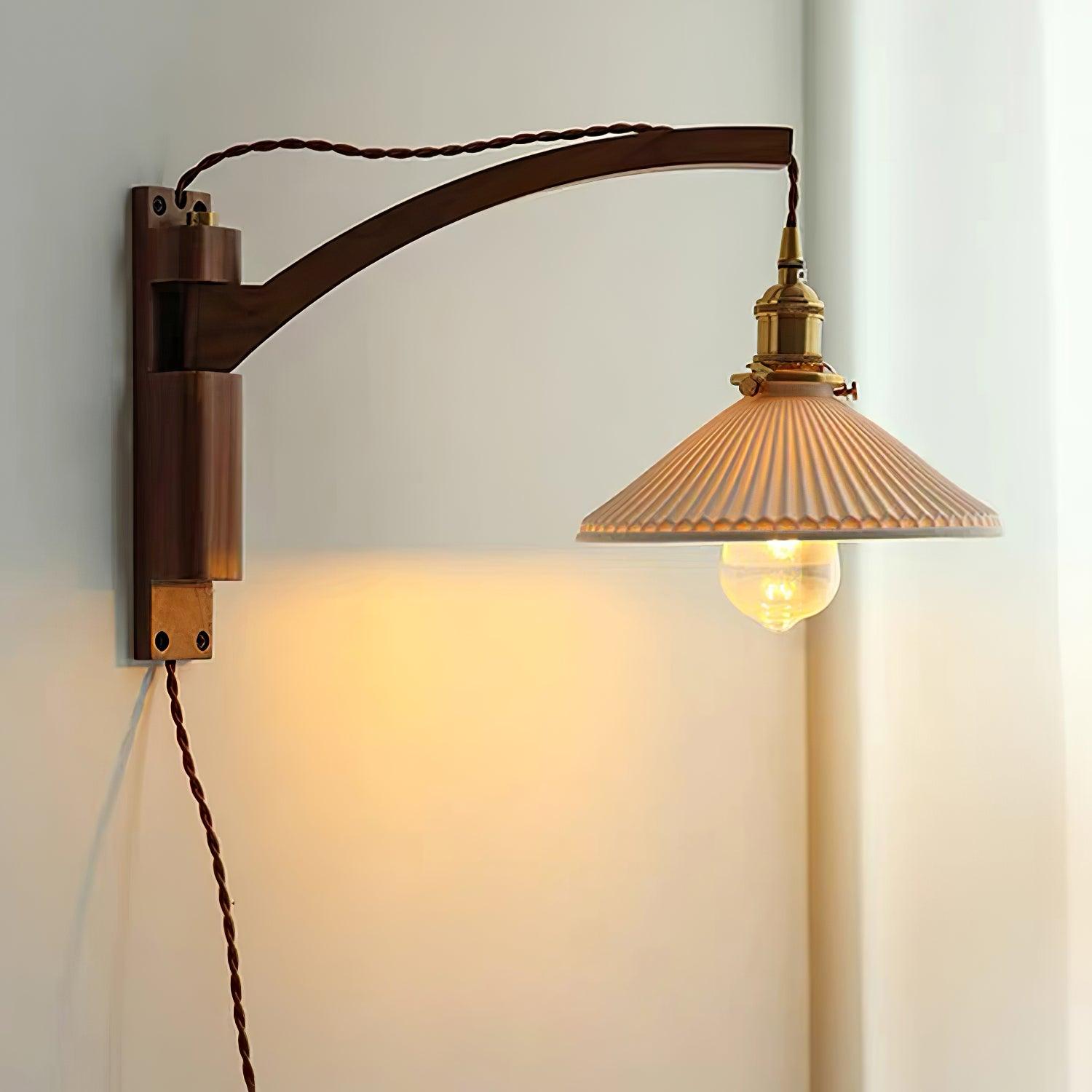 Walnut Swing Arm Wall Lamp