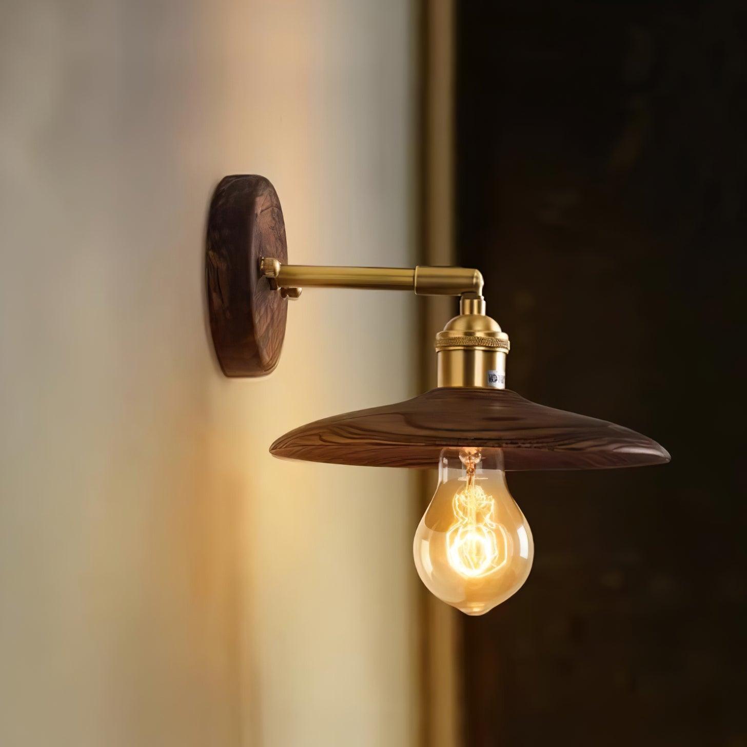 Walnut Flared Wall Light