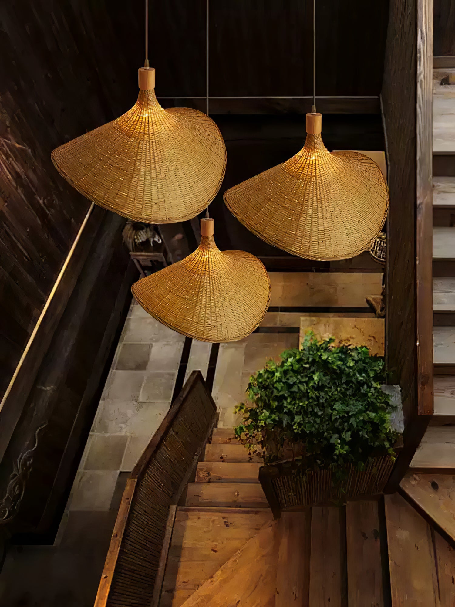 Rattan Weave Hat Pendant Light