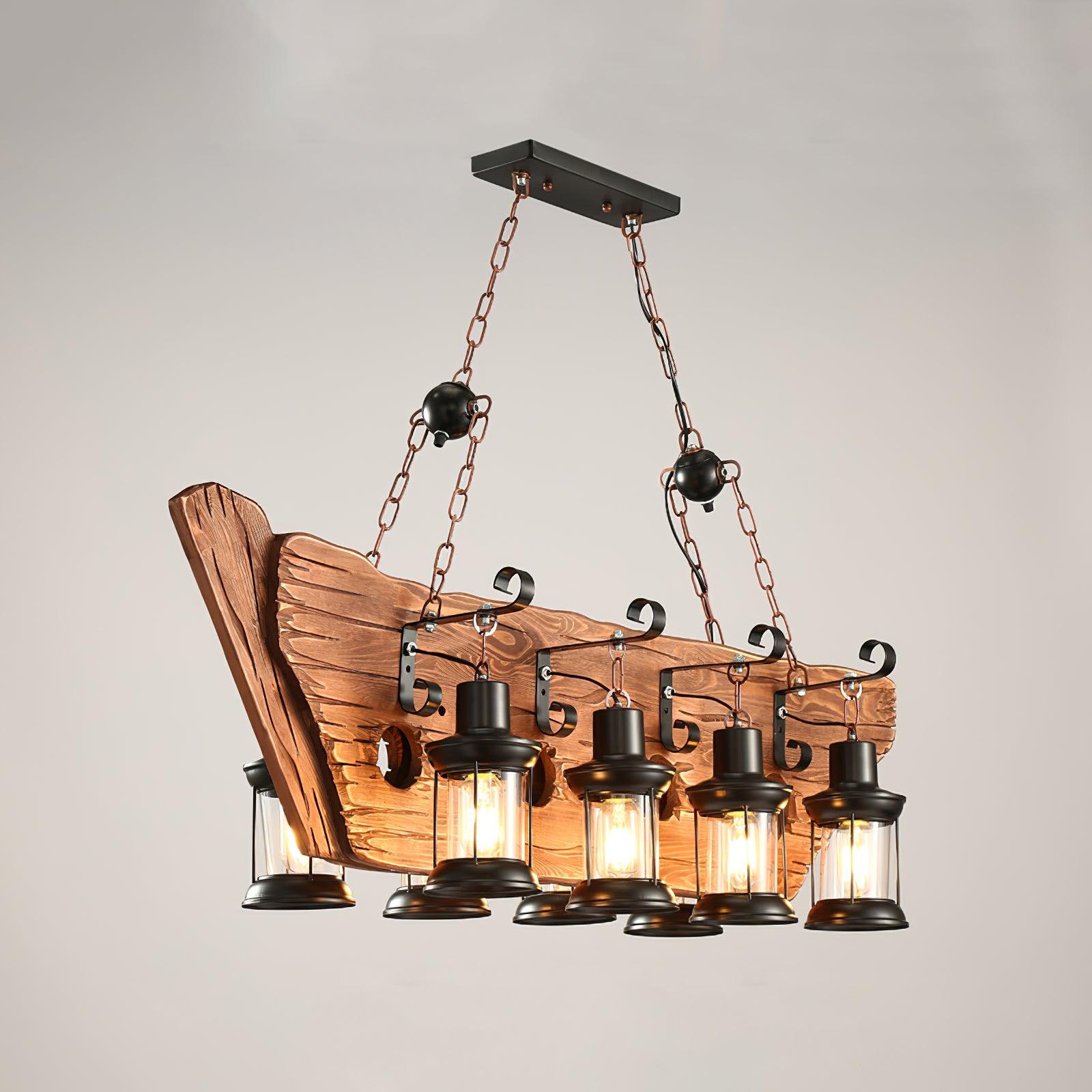 Nautical Industrial Style Wooden Chandelier