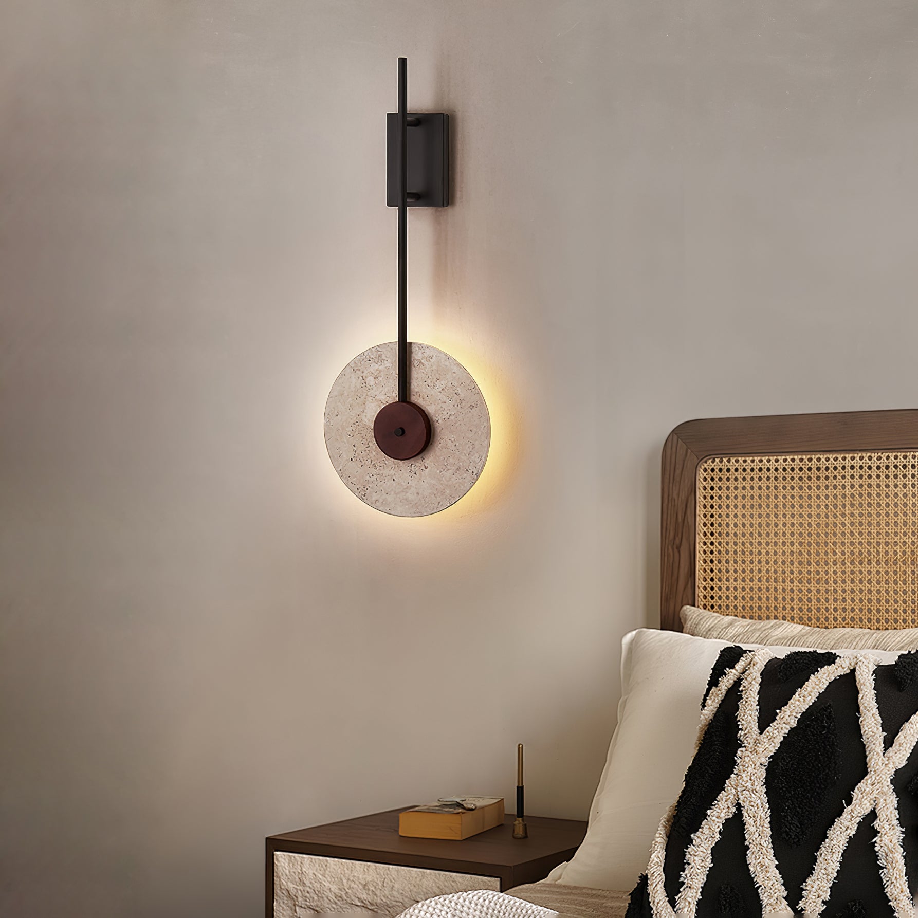 Disc Travertine Wall Lamp