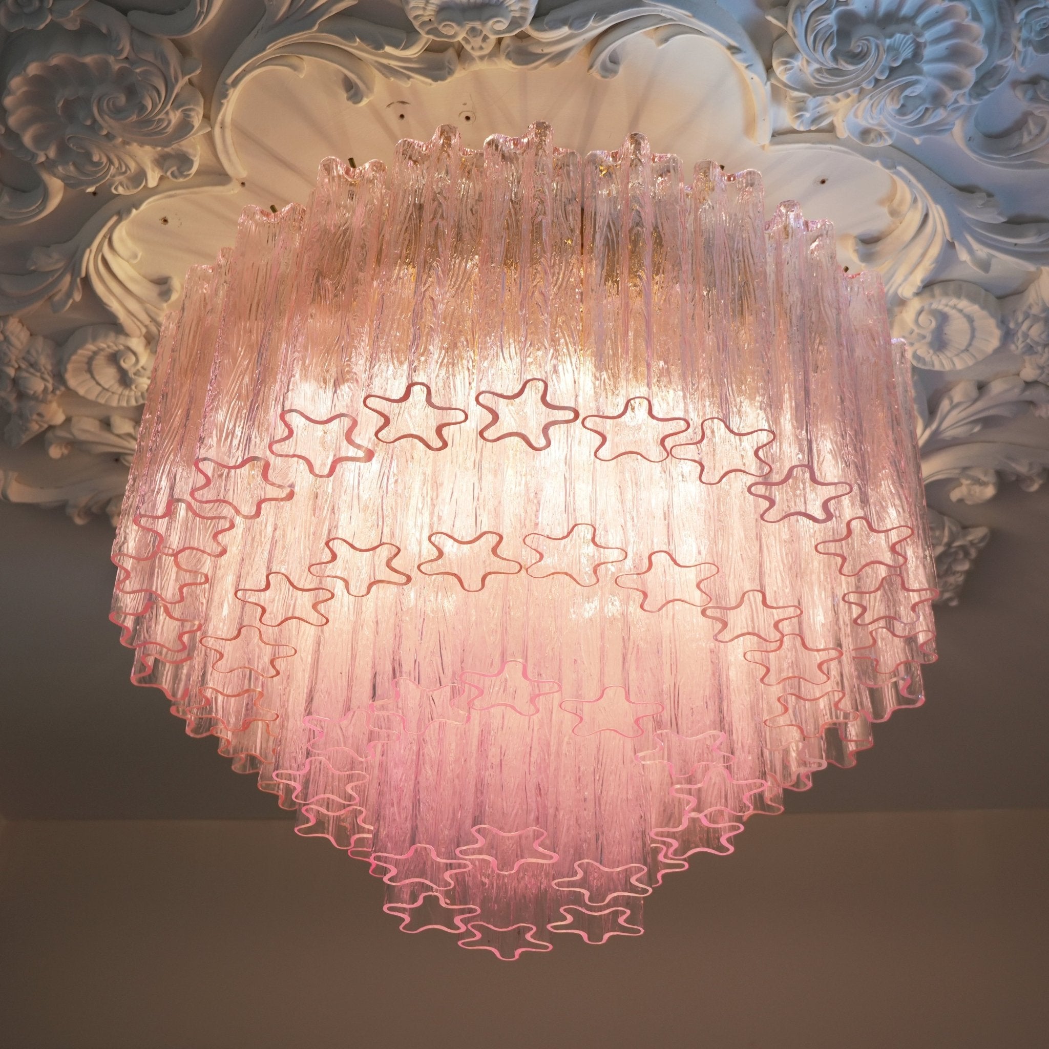 Murano Pink Glass Ceiling Light