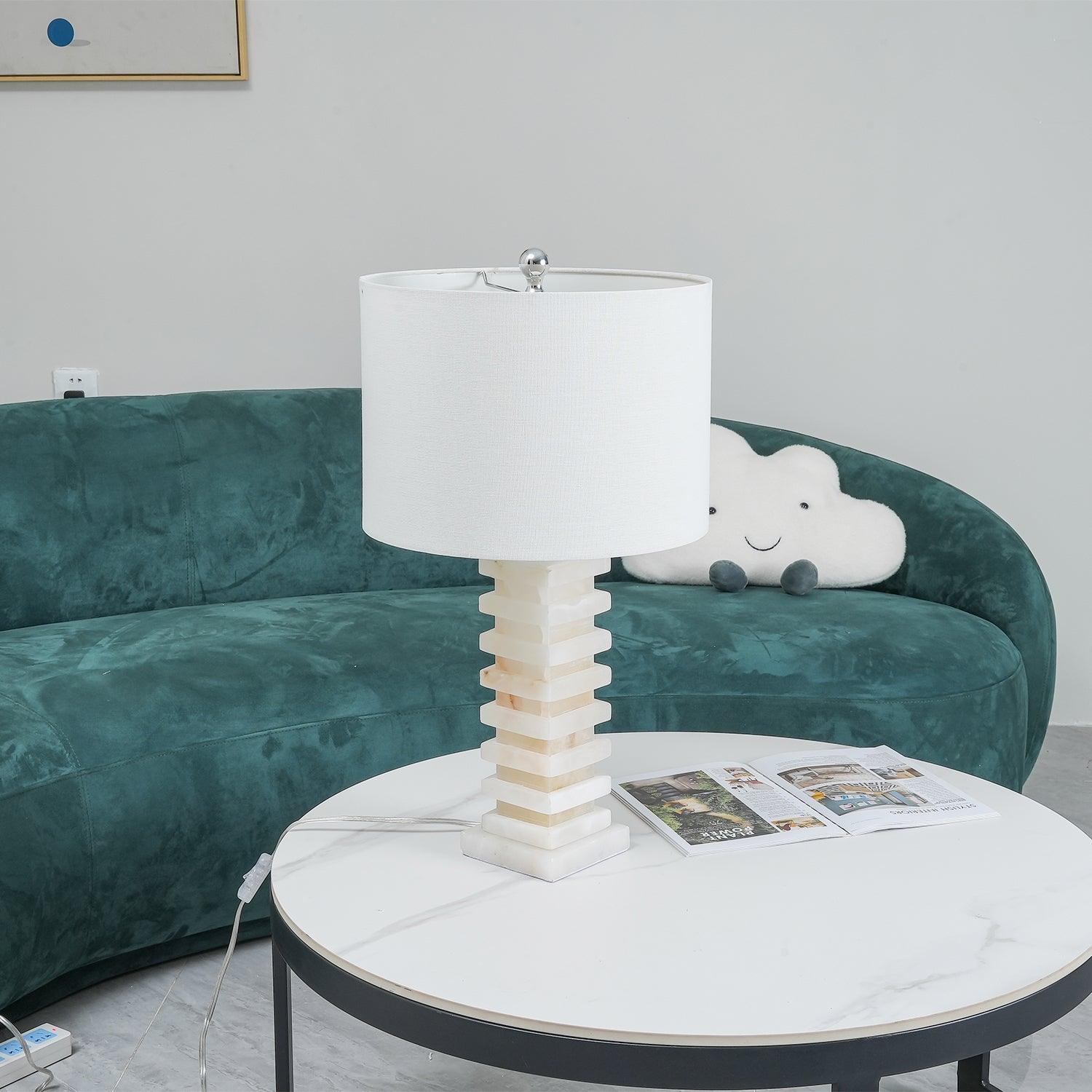 Stacked Alabaster Table Lamp