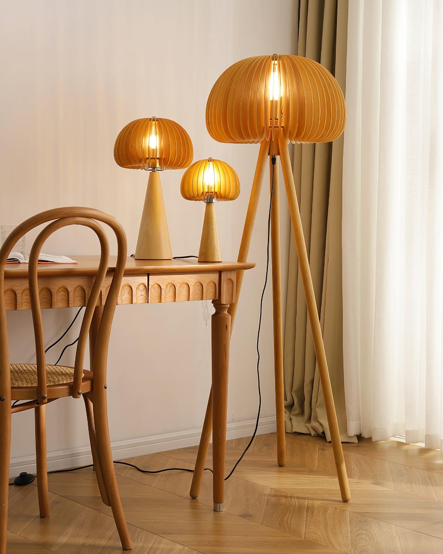 Wooden Pumpkin Floor Lamp