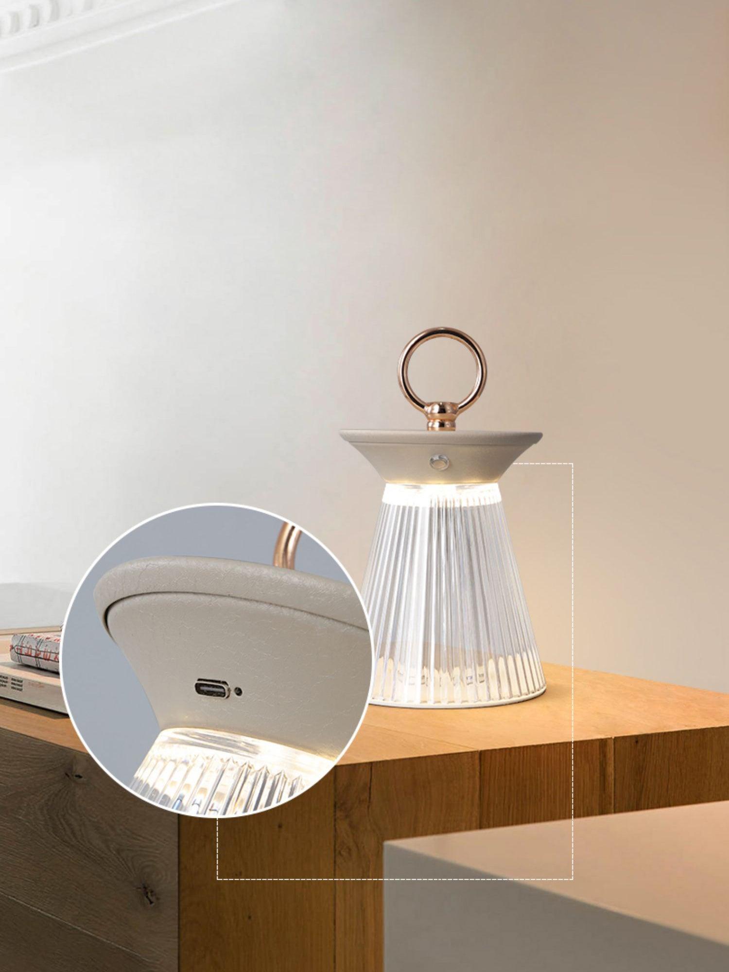 Ribbed Acrylic Built-in Battery Table Lamp