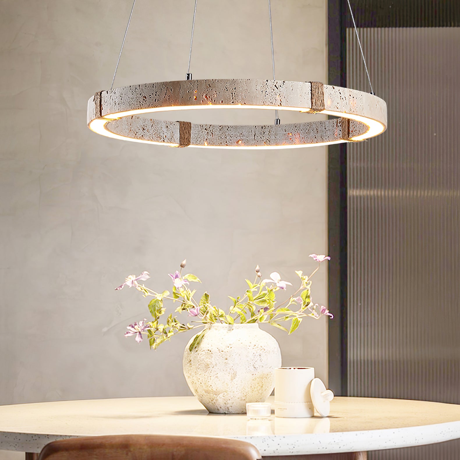 Circle Travertine Pendant Lamp