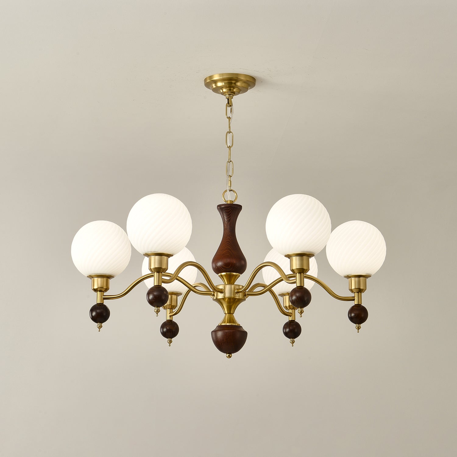 Globe Orb Wood Chandelier