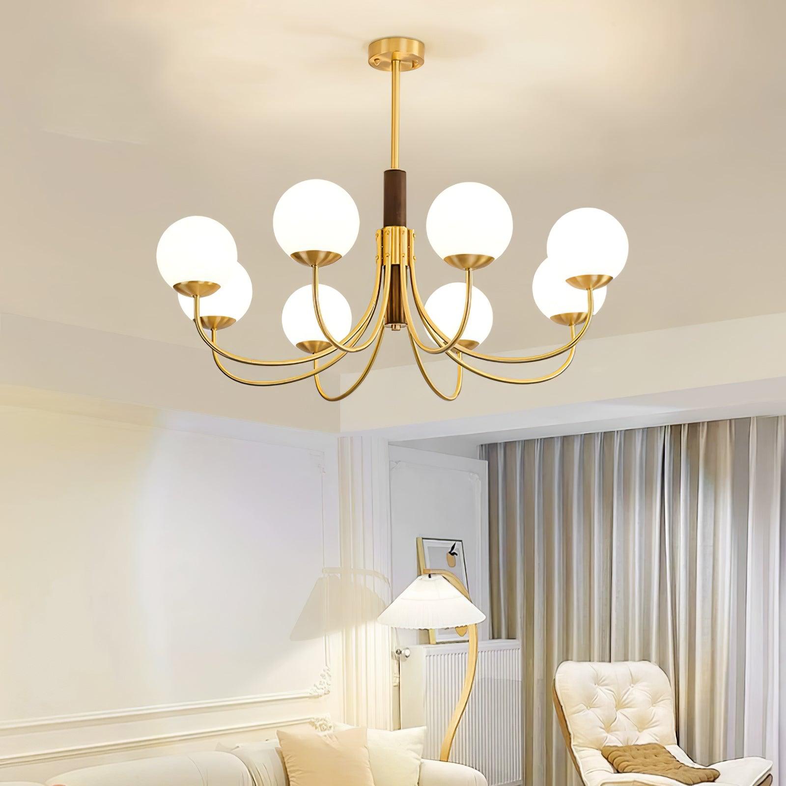 Midas Touch Walnut Sphere Chandelier