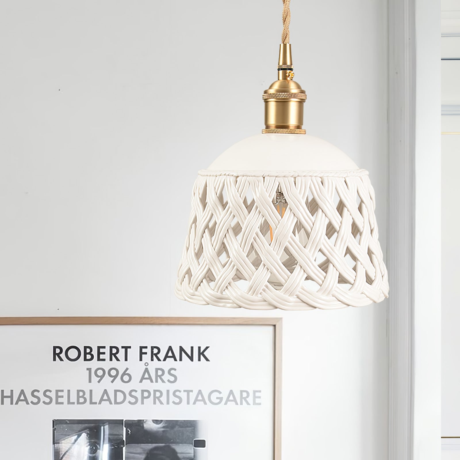 Openwork Ceramic Pendant Swag Light