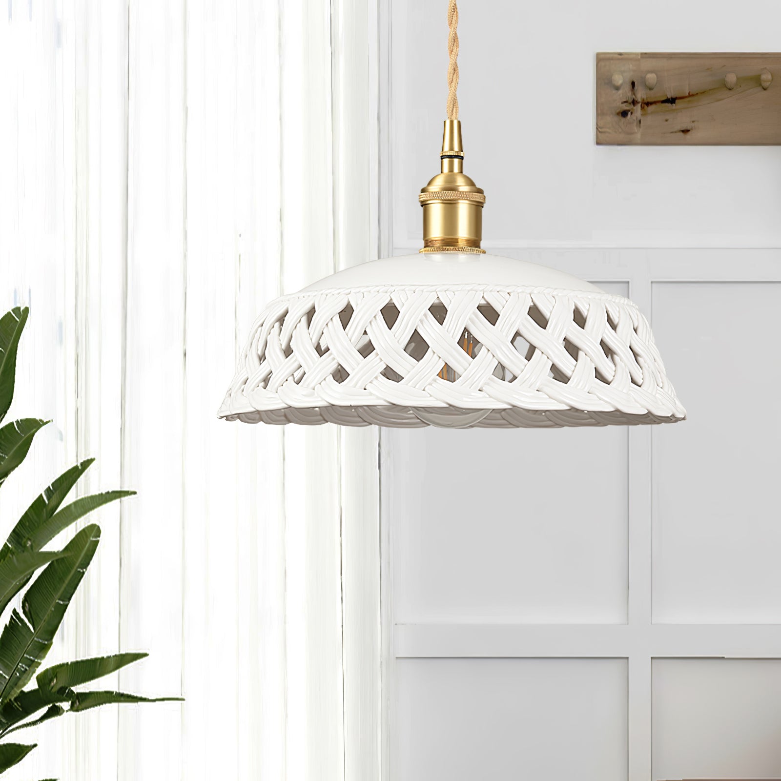 Openwork Ceramic Pendant Swag Light