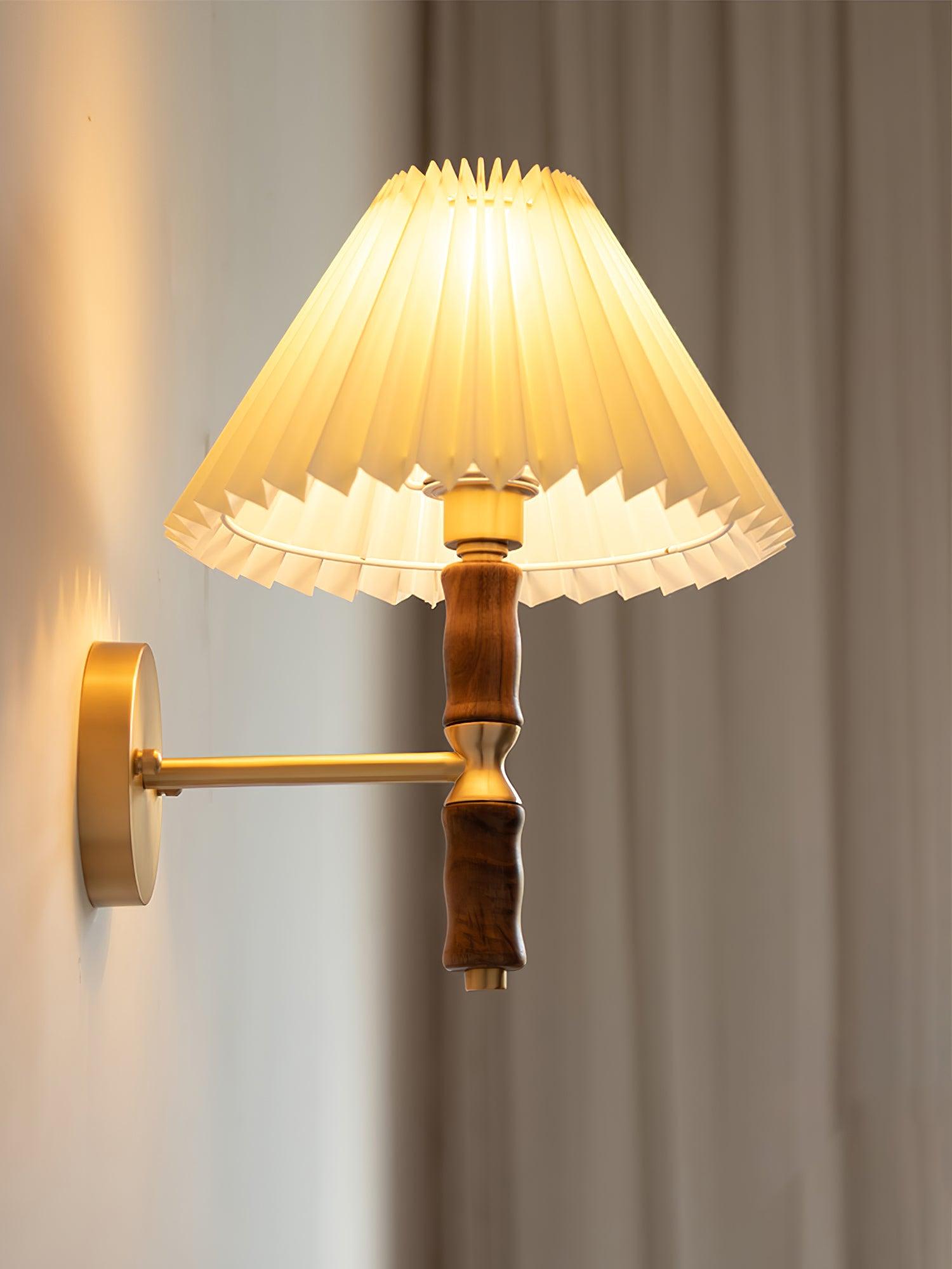 Pleated Walnut Wall Light