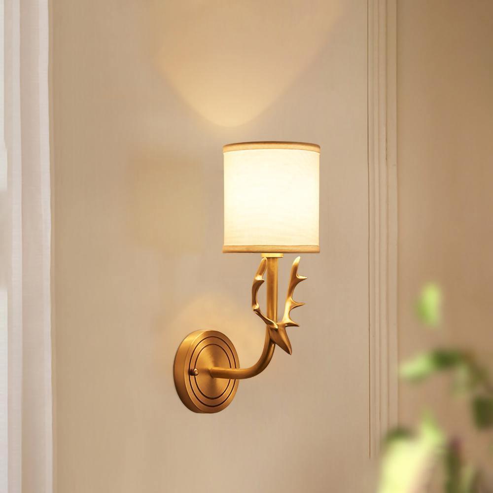 Brass Deer Head Wall Light