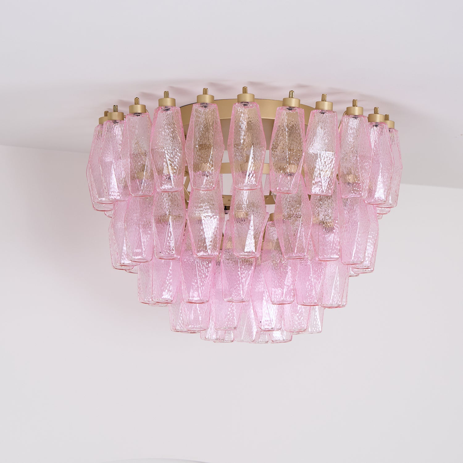 Poliedri Murano Pink Ceiling Light