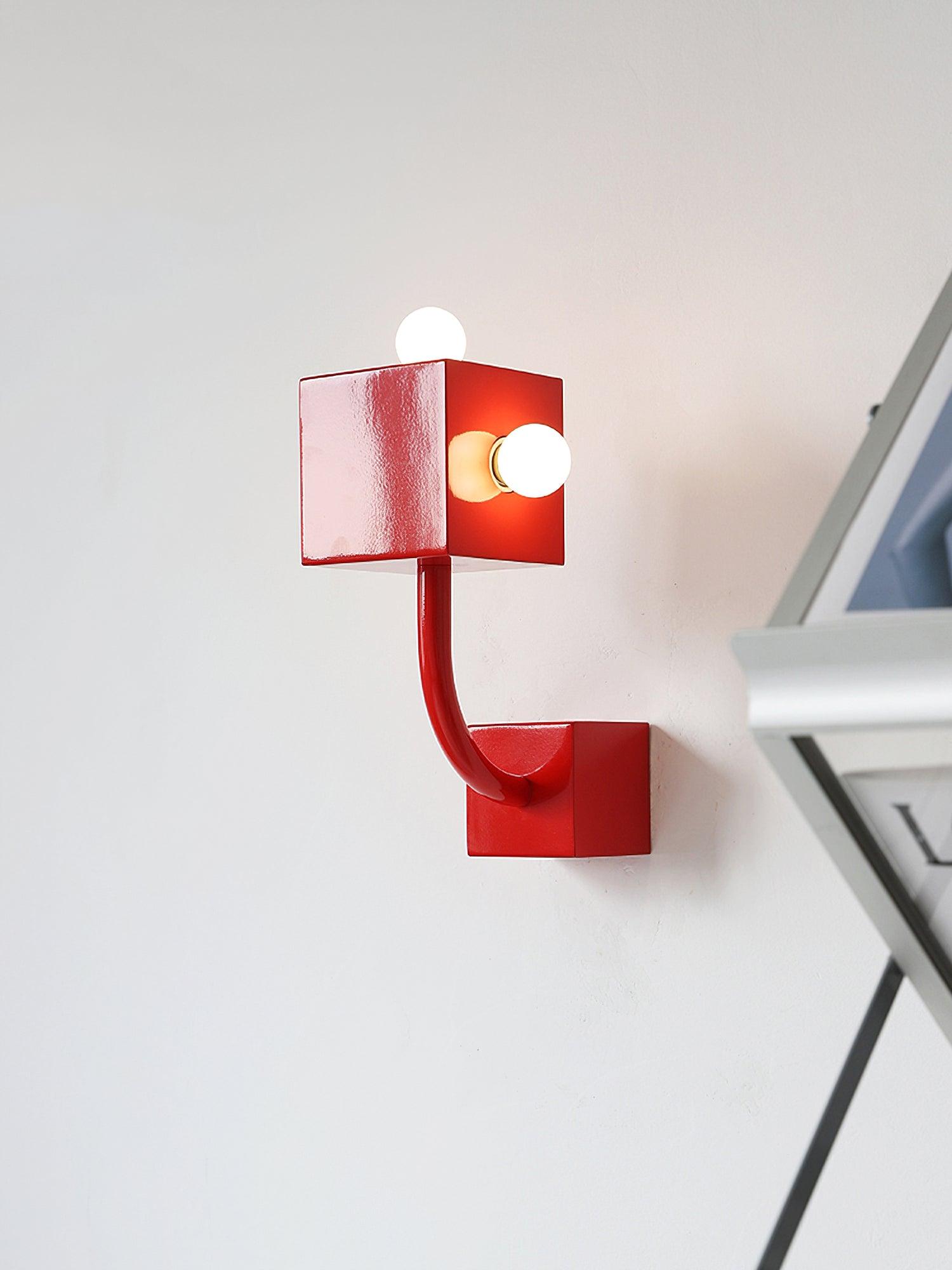 Red Cube Wall Lamp