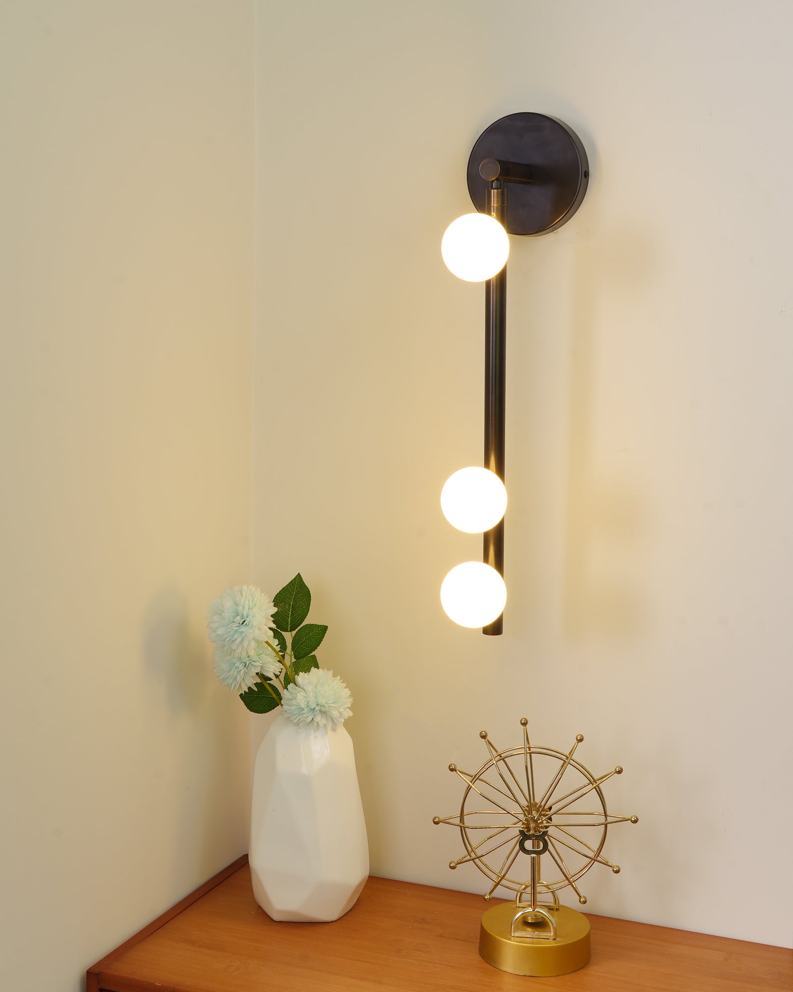 Brass Glass Tube Plug-in Wall Lamp