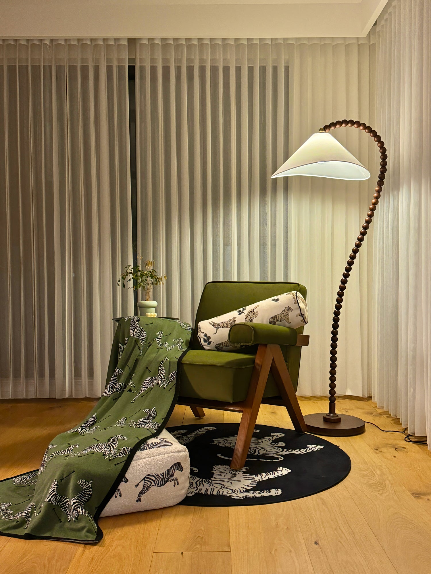 Wooden Bead Floor Lamp