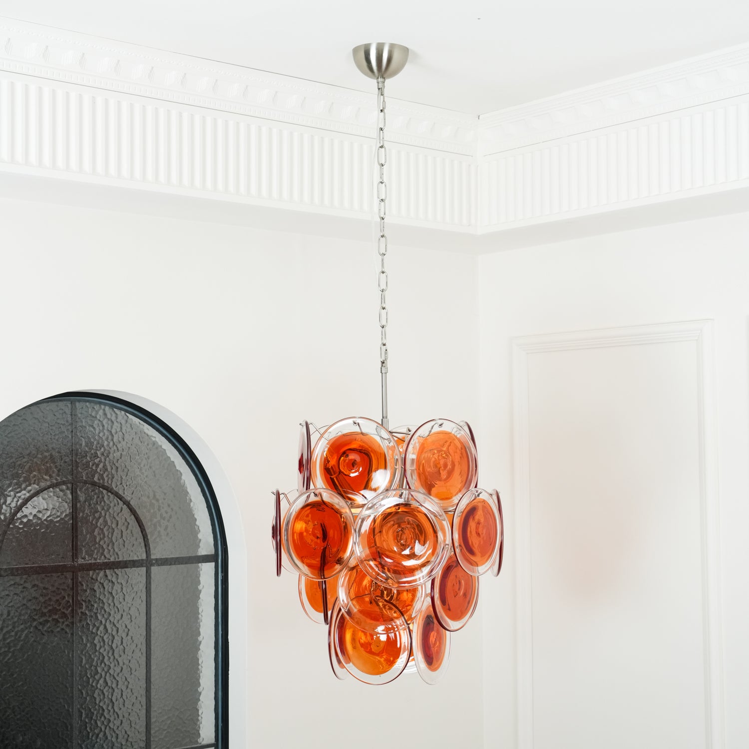 Murano Orange Disk Glass Chandelier