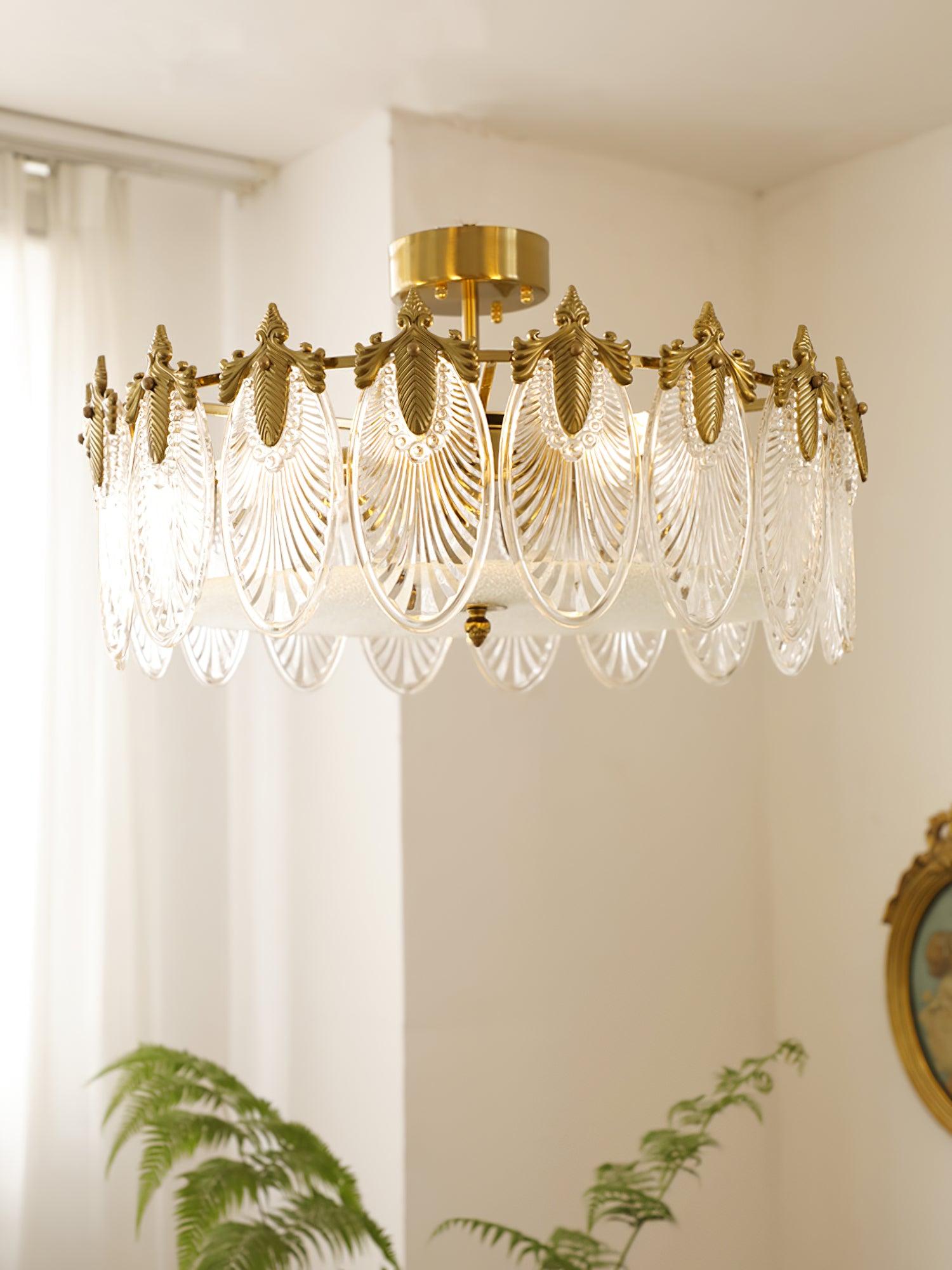 Decorative Pattern Glass Round Chandelier