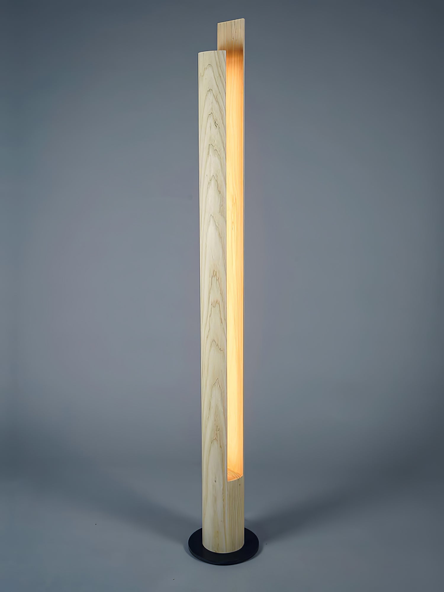 Cylindrical Timber Column Floor Lamp