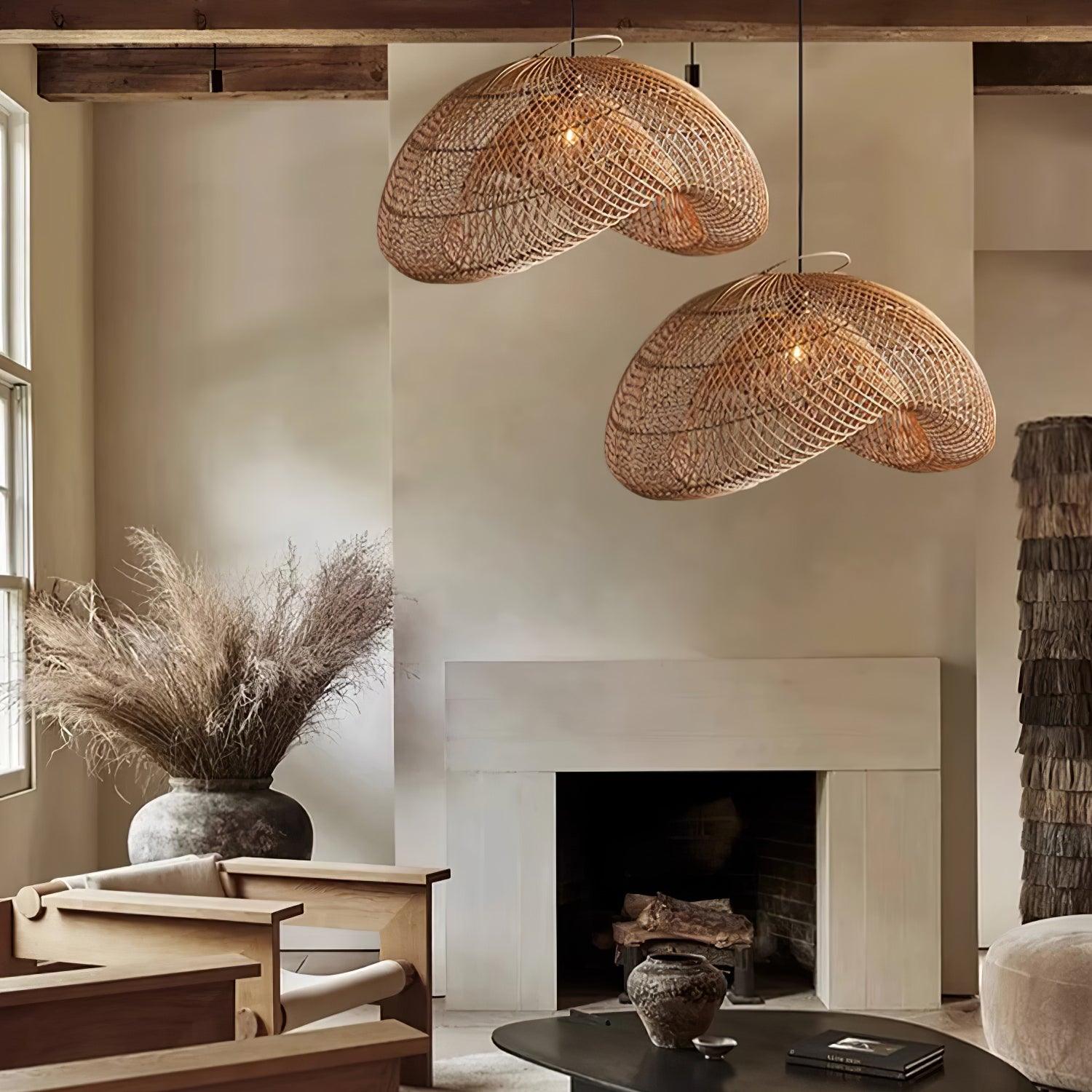 Rattan Wave Pendant Light