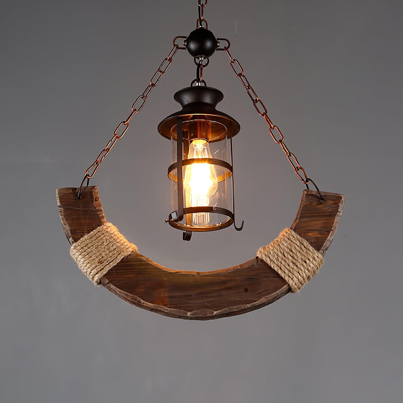 Nautical Industrial Style Wooden Chandelier