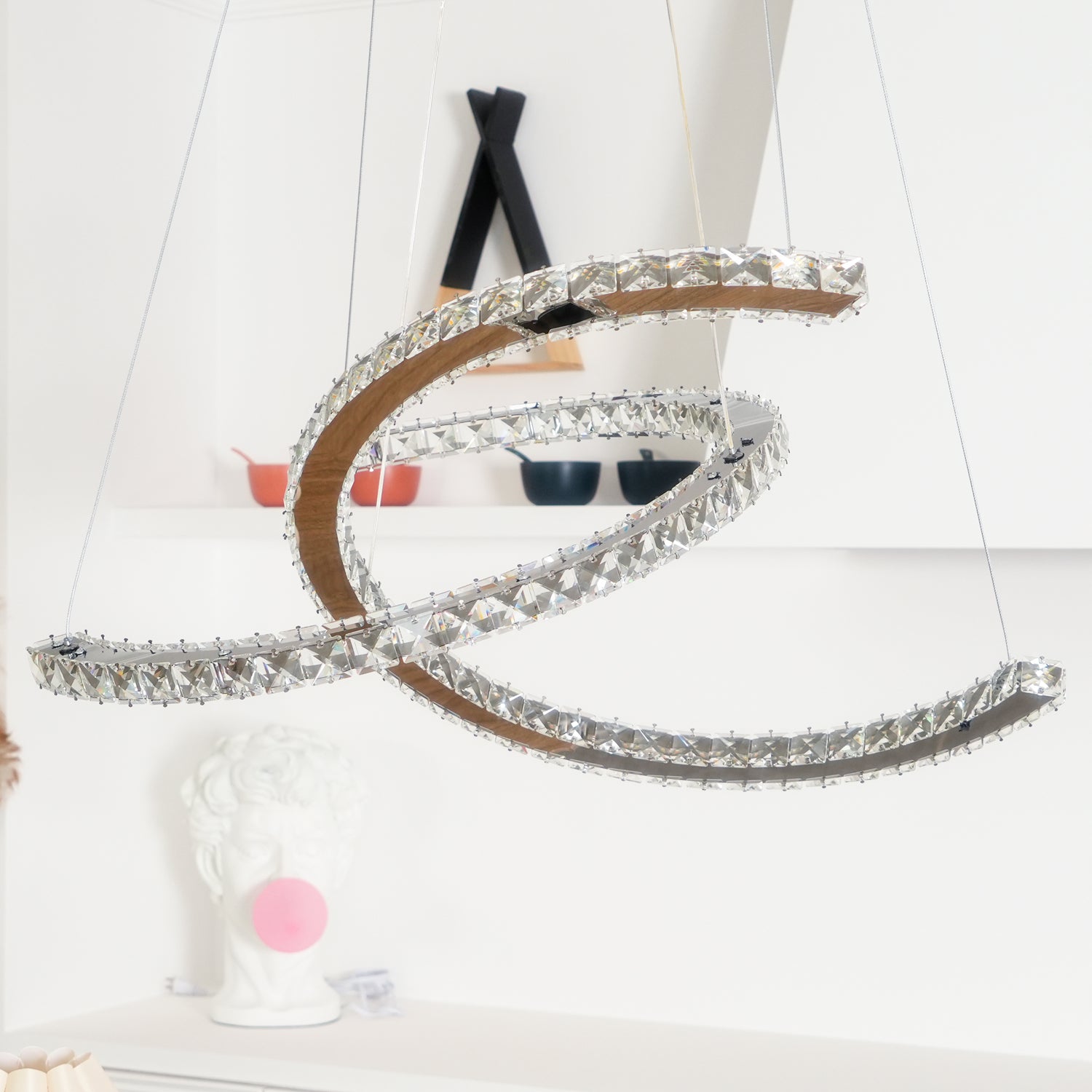 Modern Crystal Double C Chandelier